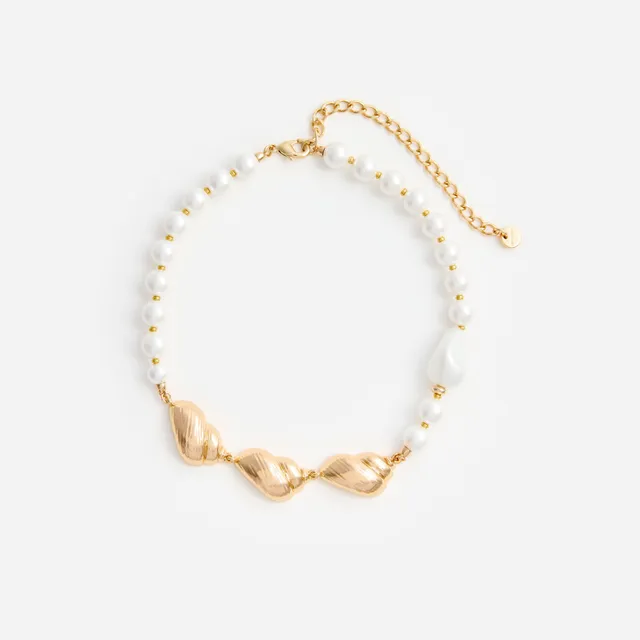 Self Portrait Jewellery Gold Shell Halskette One Size Perle