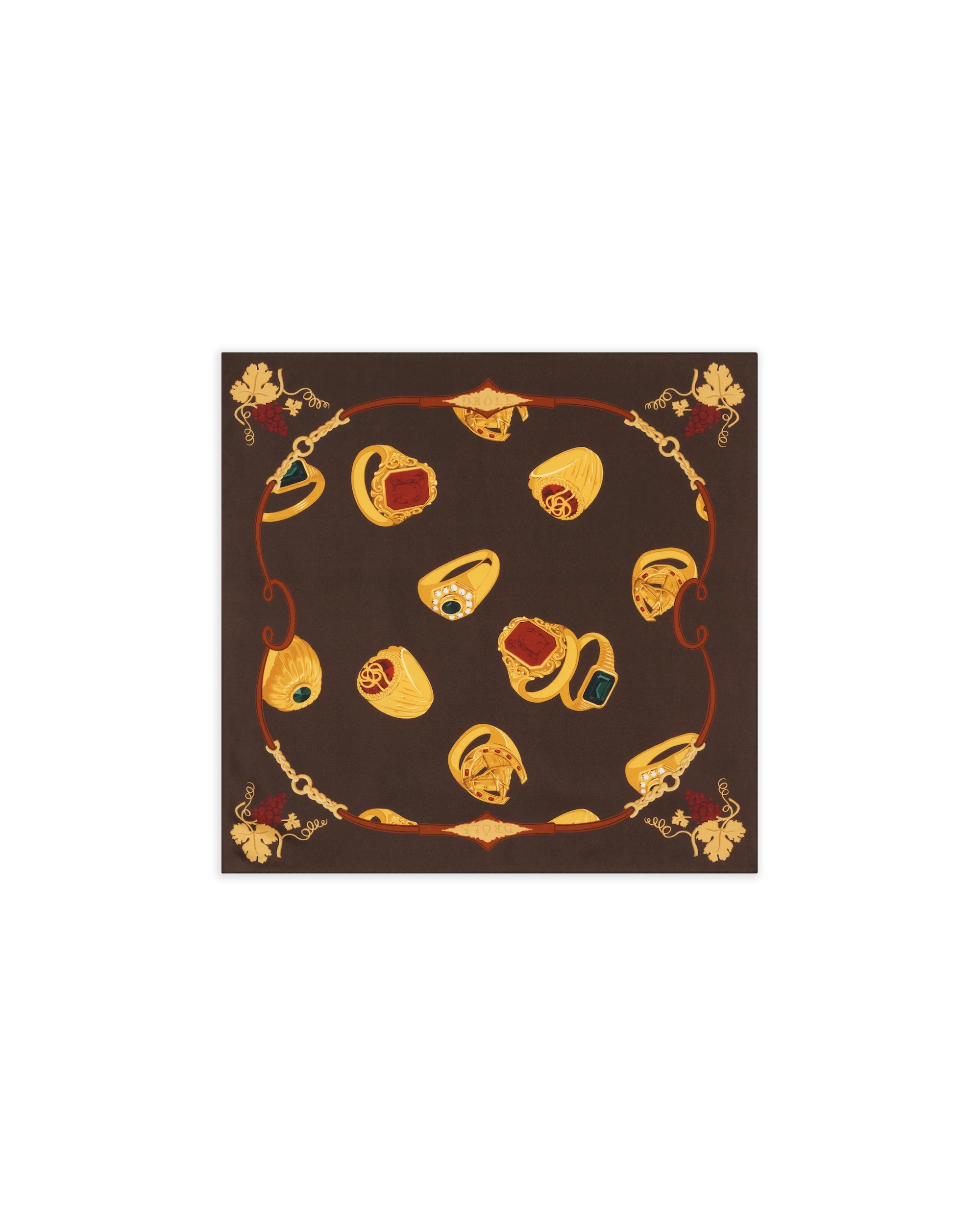 Drôle De Monsieur Bandana M-BA038 Seidentuch Braun Ring