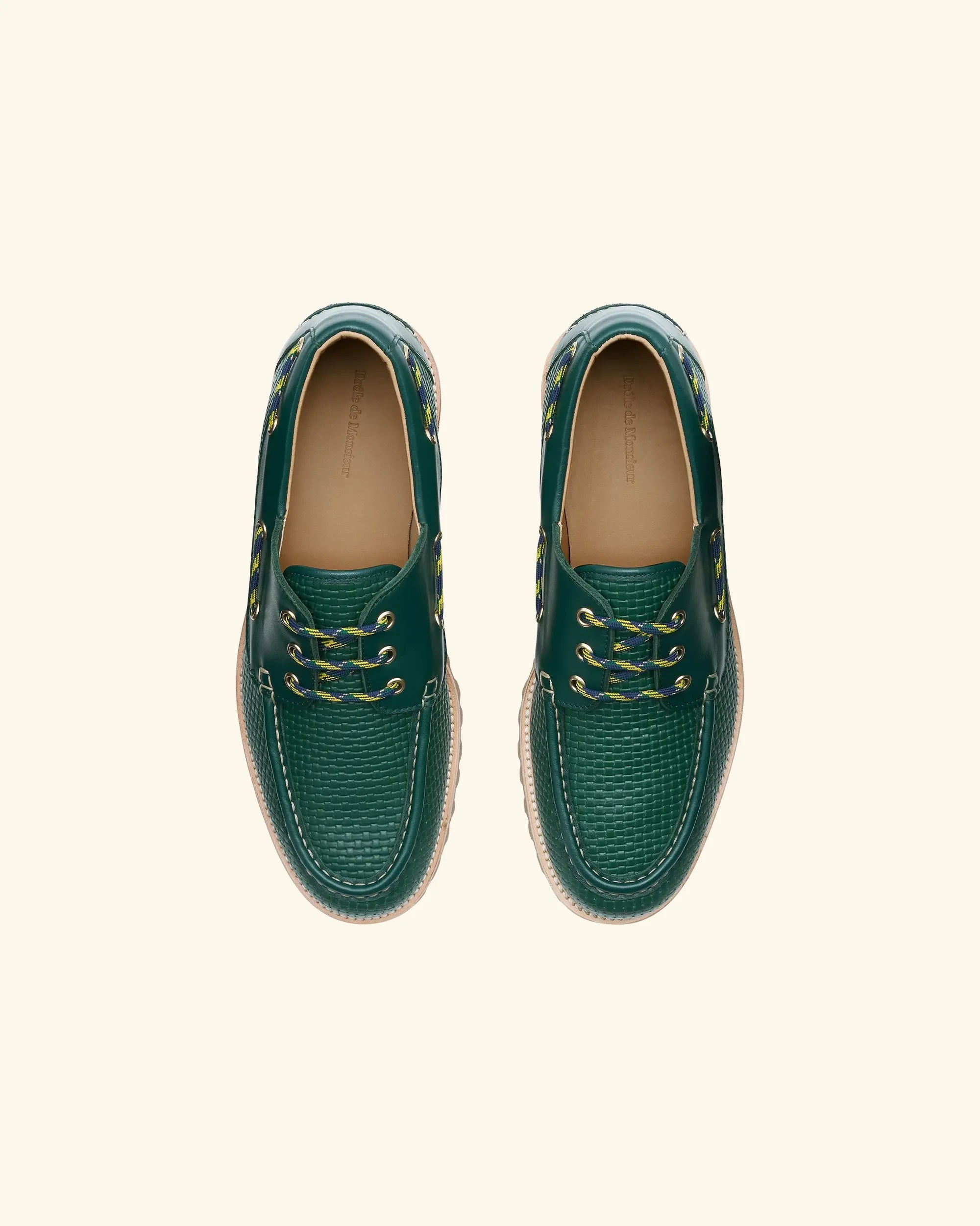 Drôle De Monsieur La Chaussure Bateau Bootsschuh Grün Leder
