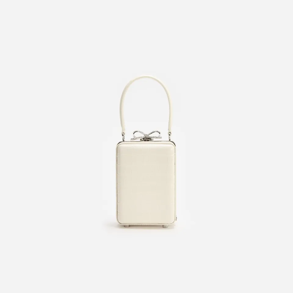 Self Portrait Cream Croc Micro Bag Handtasche Creme Leder