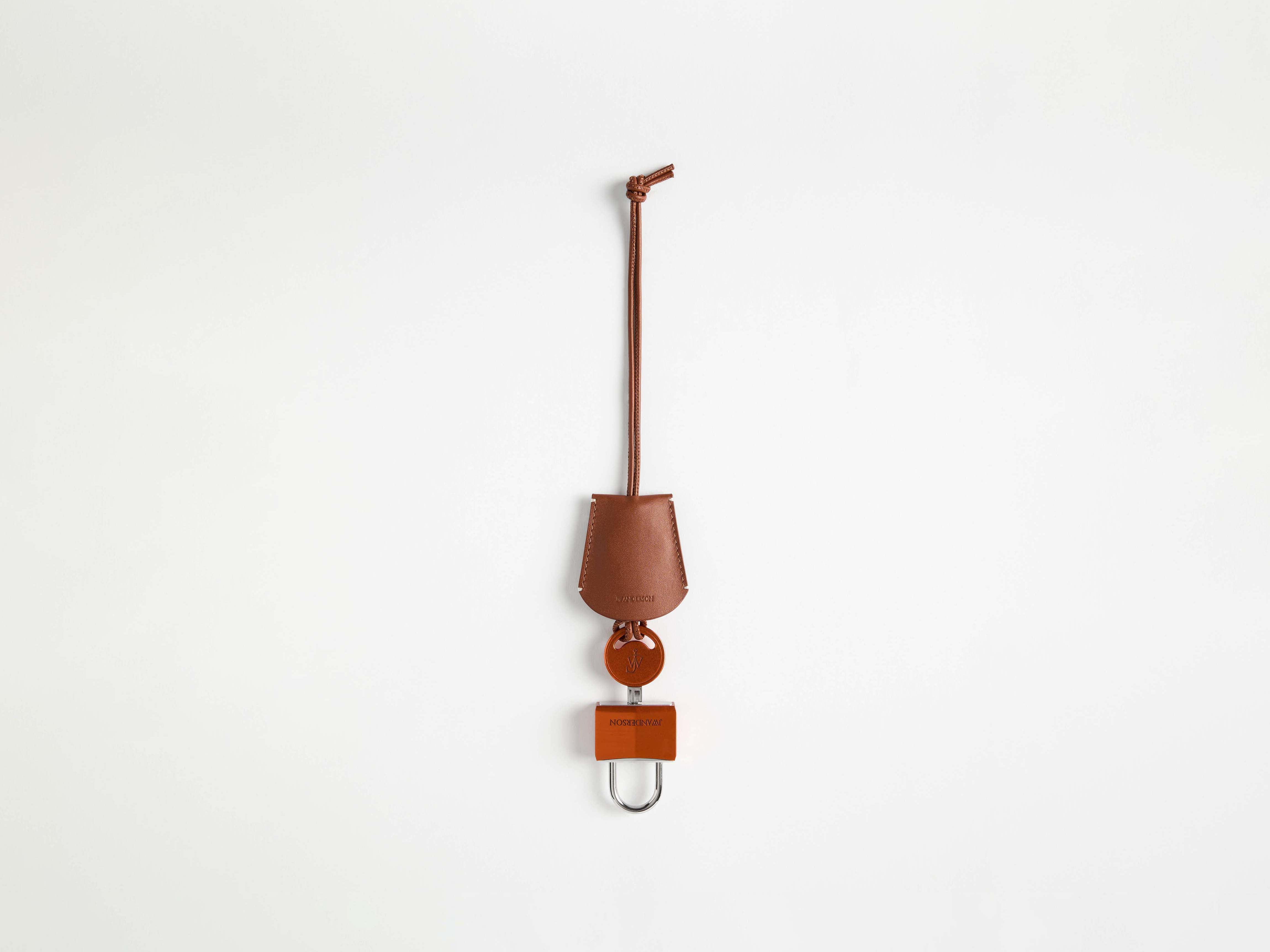 J.W.Anderson Padlock Charm Anhänger Orange Leder