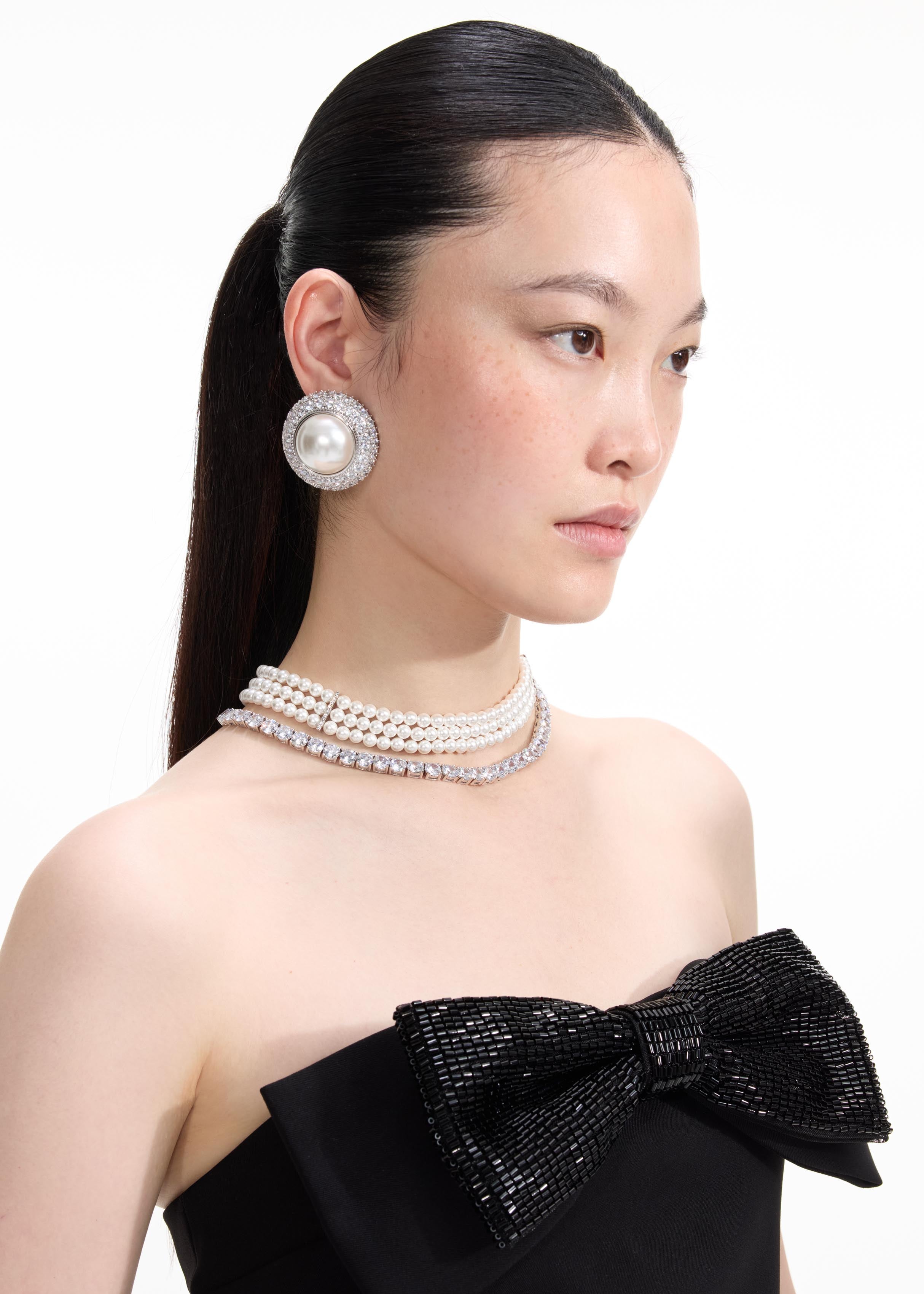 Self-Portrait Crystal Pearl Ohrringe silber Perle