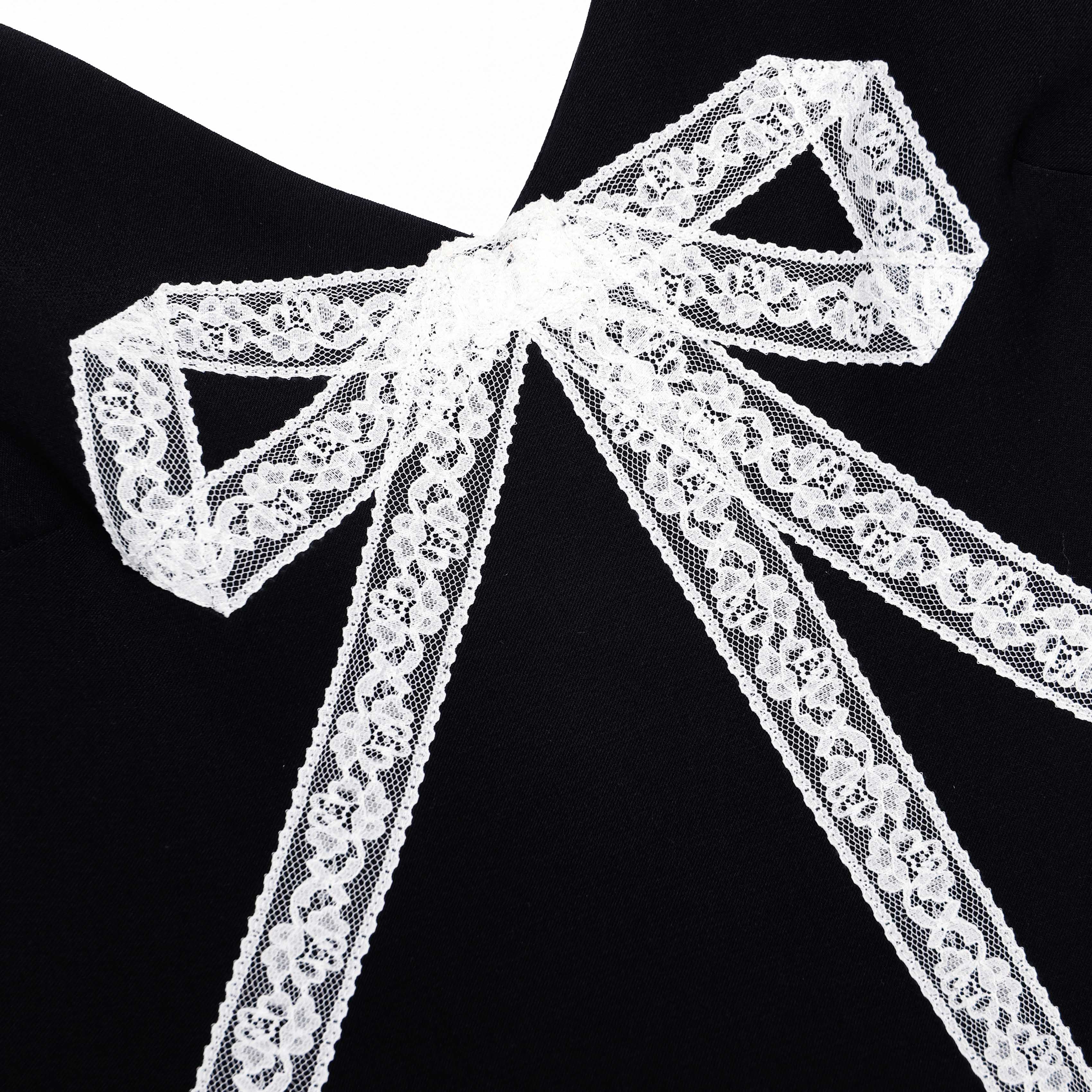 Self Portrait Bow Lace Minikleid schwarz Crepe Schleife