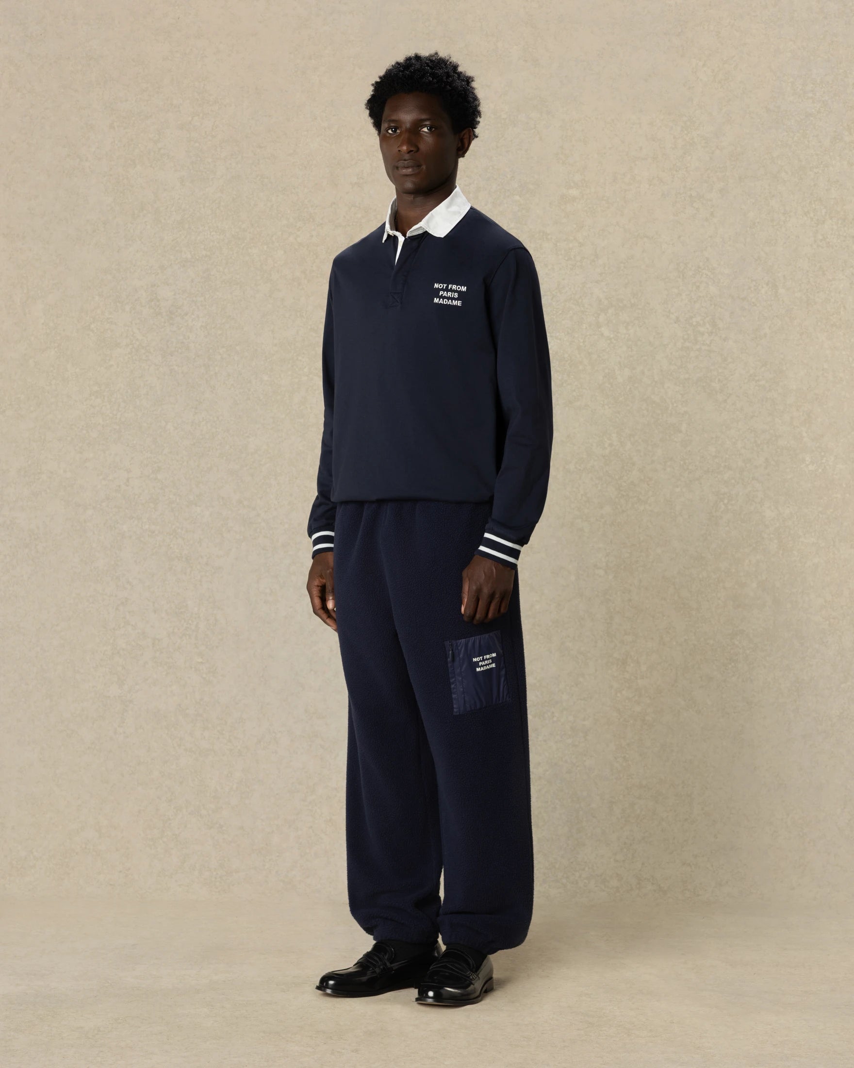 Drôle De Monsieur Slogan Sherpa Pants Jogginghose Navy Fleece
