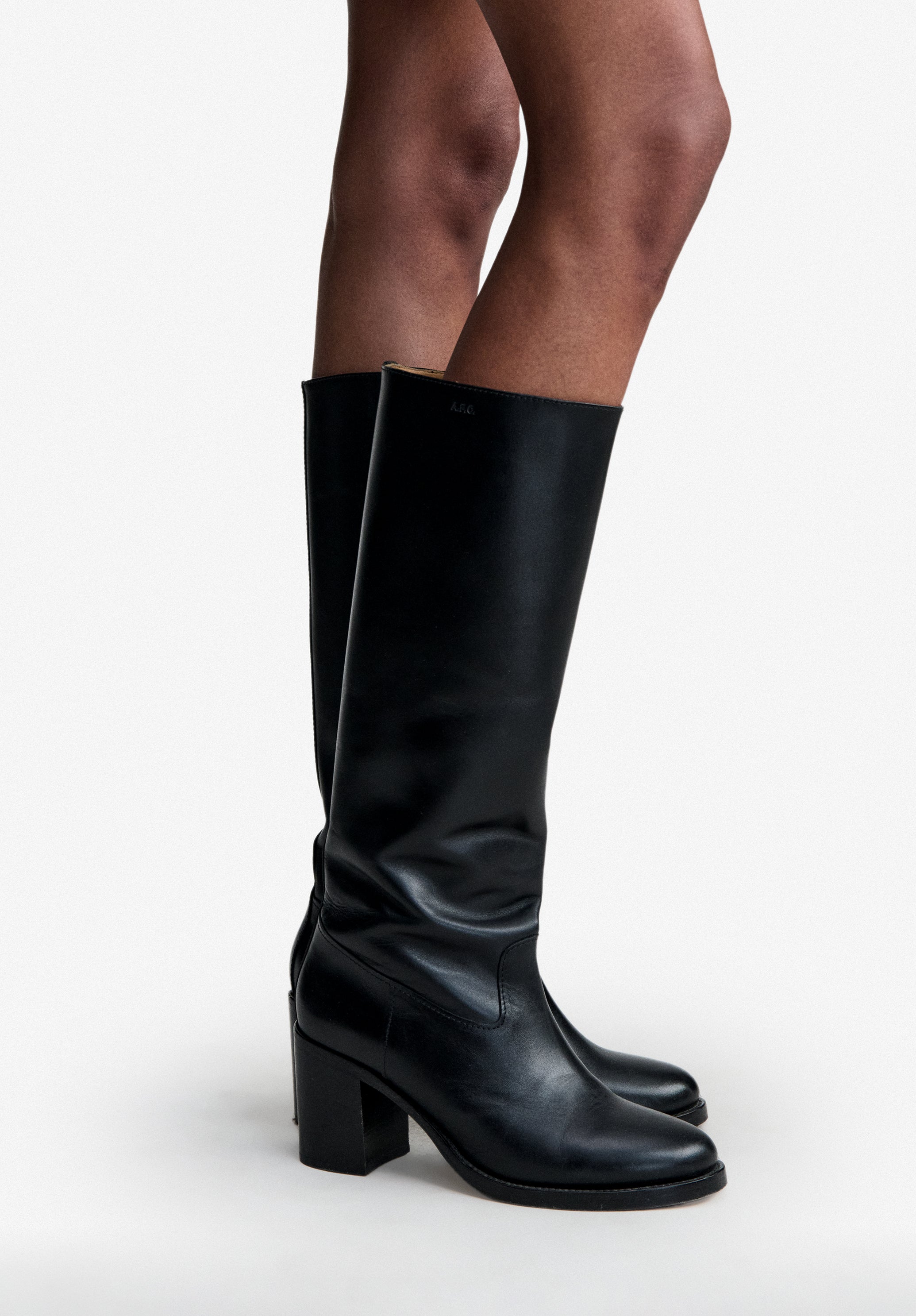 A.P.C. Stiefel Leder hohe Stiefel Blockabsatz 7,5 cm