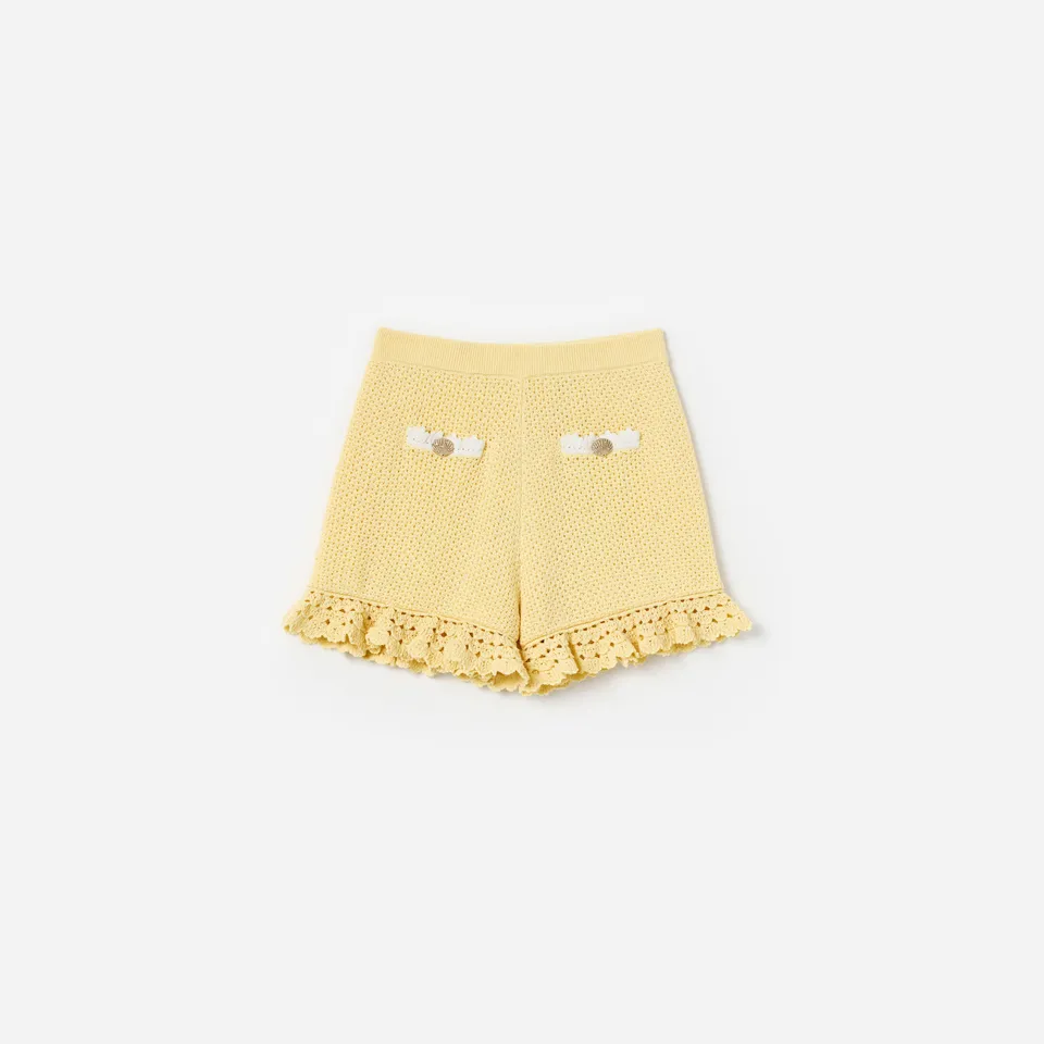 Self Portrait Bottoms Pointelle Knit Shorts Gelb Kinder