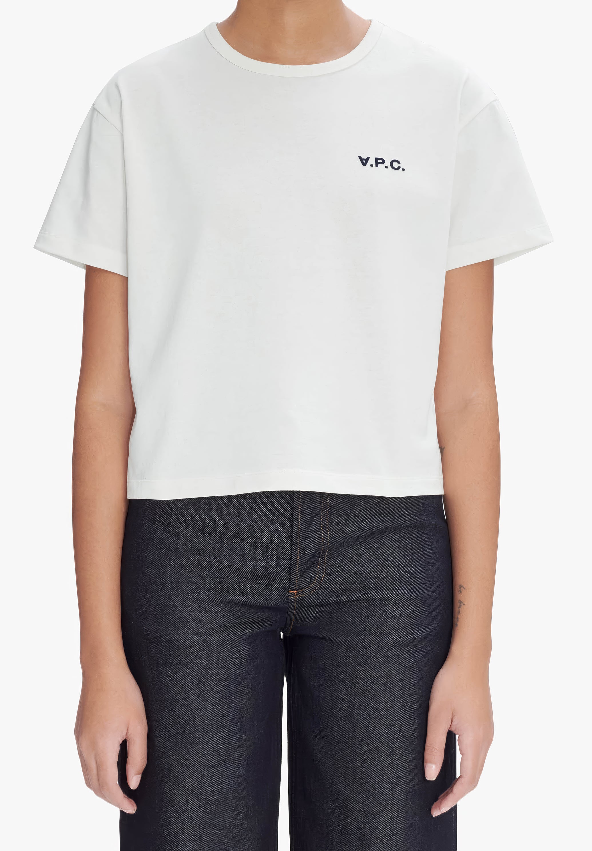 A.P.C. Boxy Micro Logo T-Shirt schwarz Bio-Baumwolle L