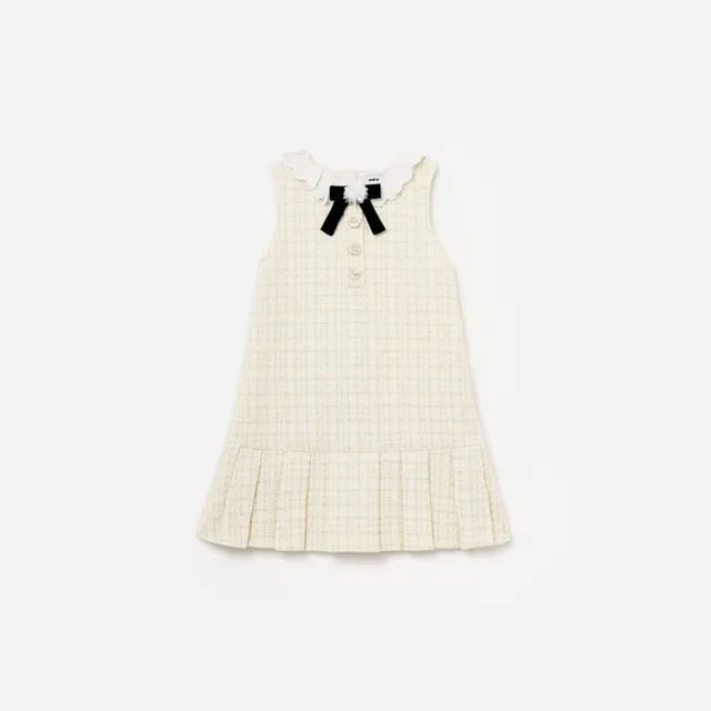 Self Portrait Cream Boucle Bow Kleid Creme Kinder Schleife