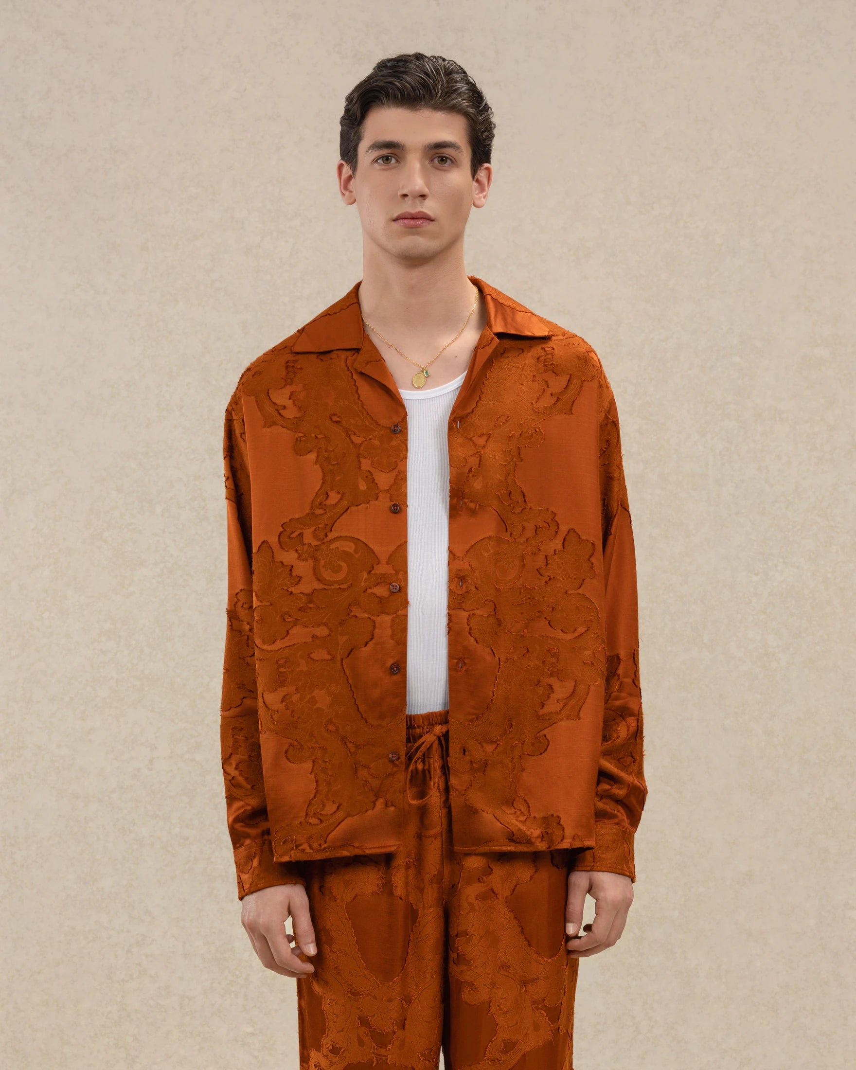 Drôle De Monsieur Chemise Brocard Hemd terracotta Paisley Viskose