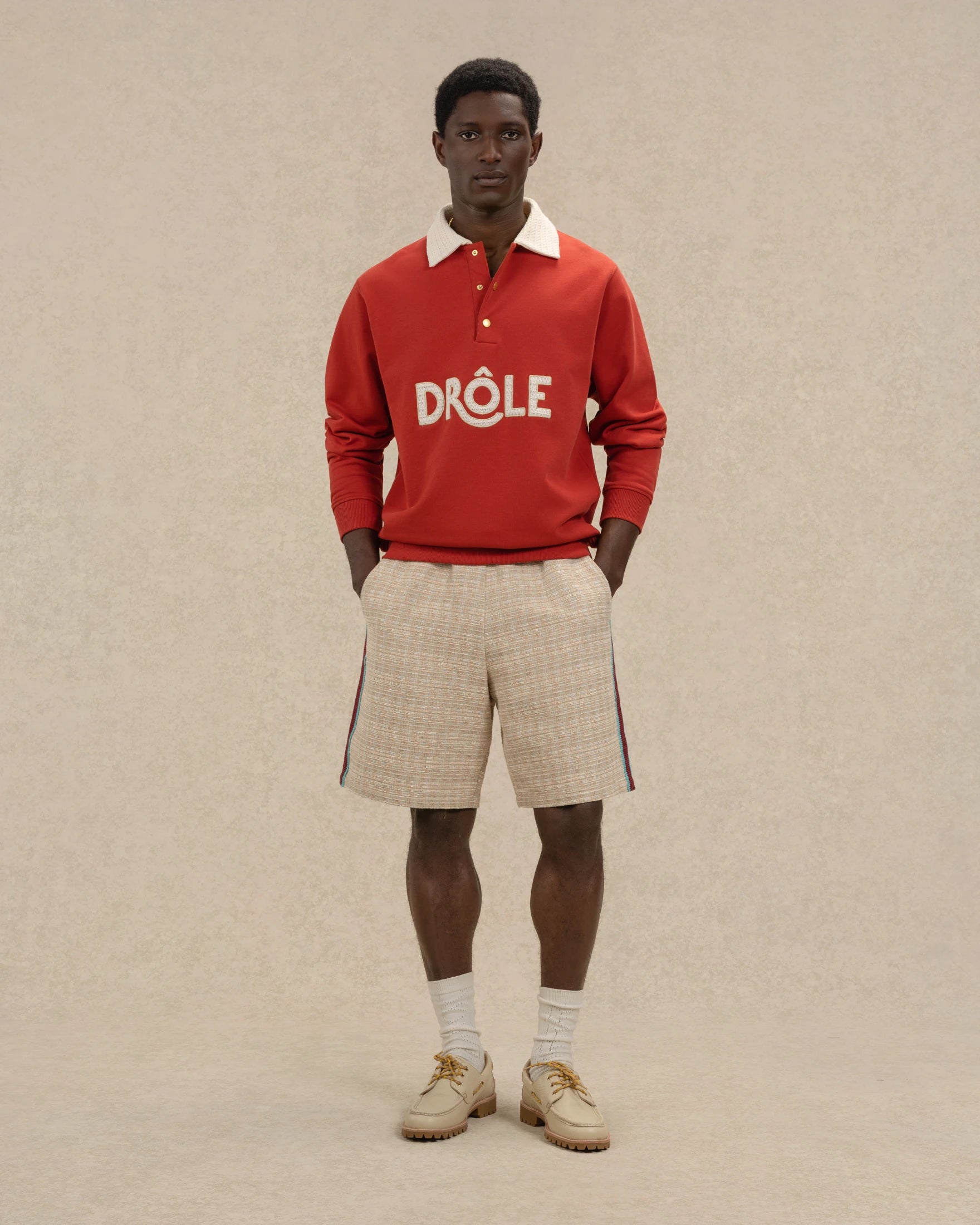 Drôle De Monsieur Polo Drôle Col Crochet Polo Dunkelrot Baumwolle