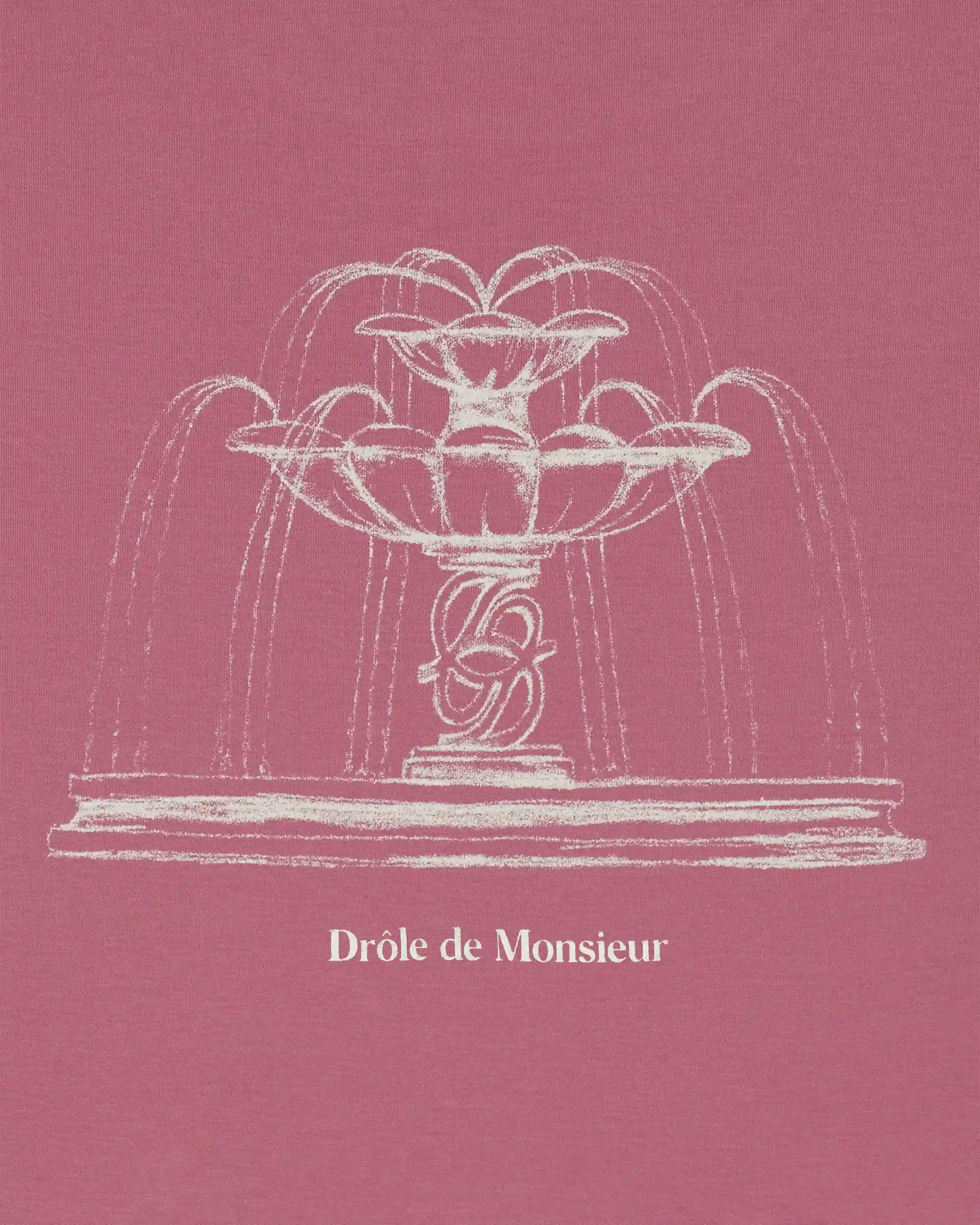 Drôle De Monsieur Fountain Print T-Shirt Baumwolle Dunkelrosa M