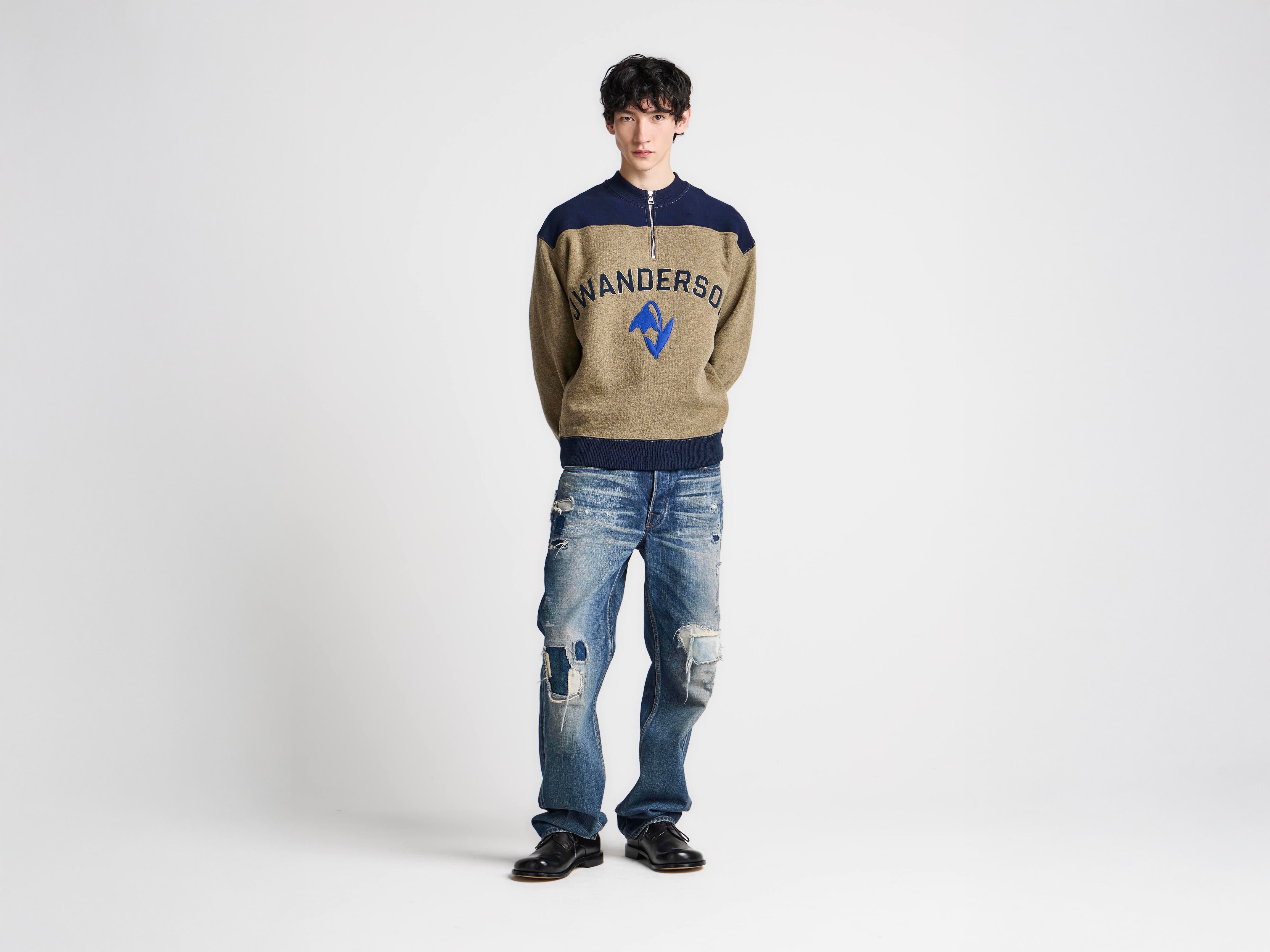 J.W.Anderson Half Zip Sweatshirt Sweatshirt Beige Melange