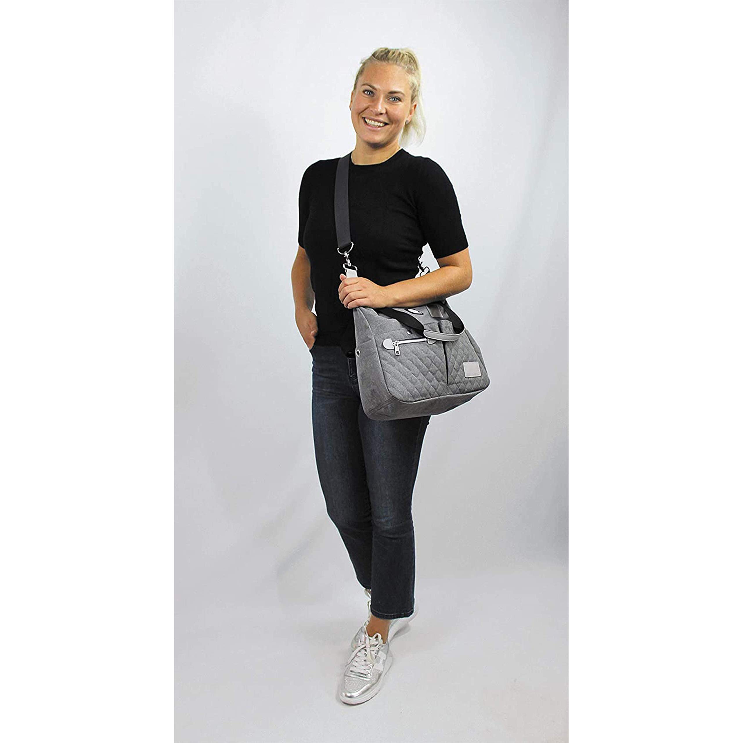 Dooky Diaper Wickeltasche Shoulder Bag grau Melange 8 Fächer
