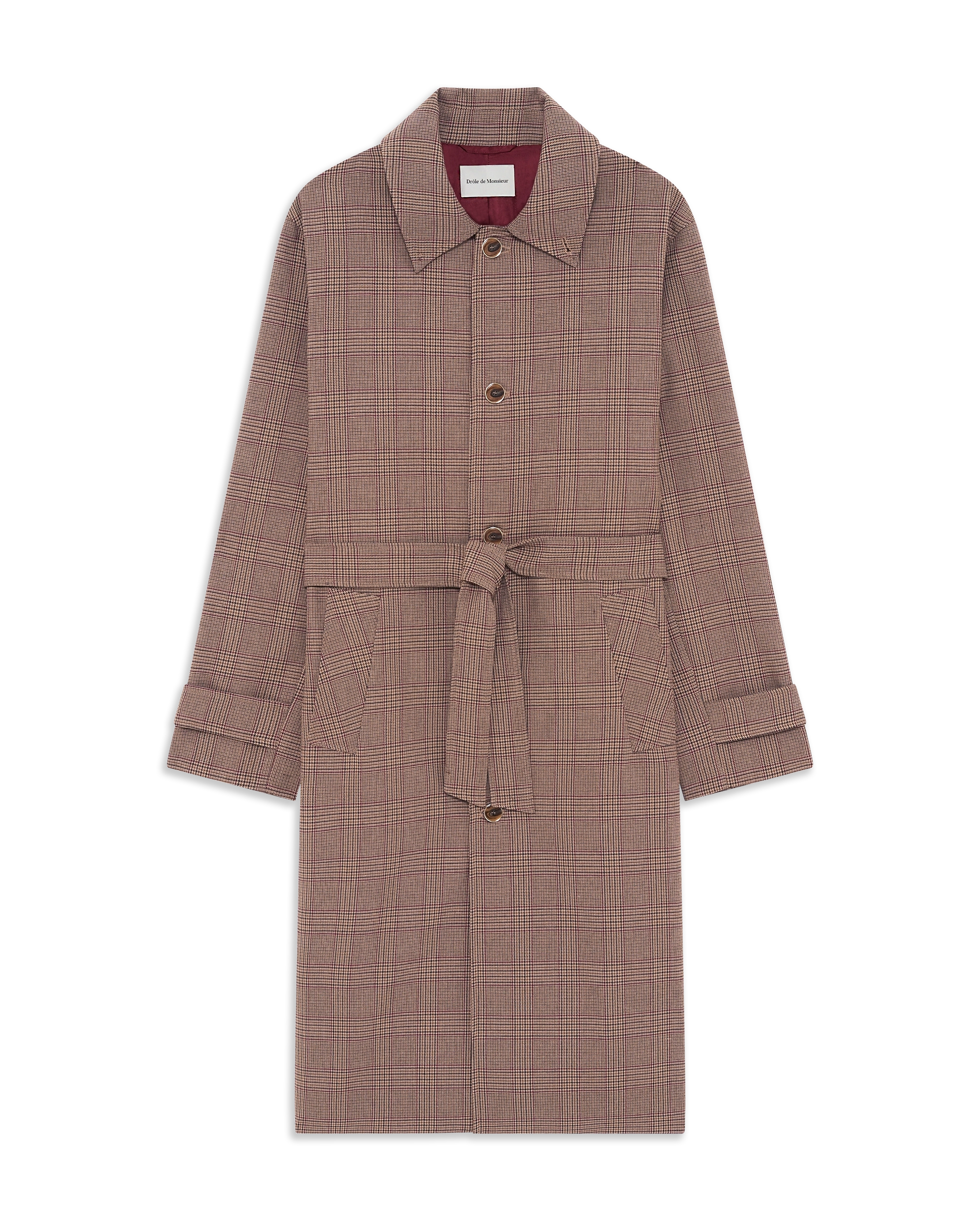 Drôle De Monsieur Prince Of Wales Belted Coat Hellbraun Wolle