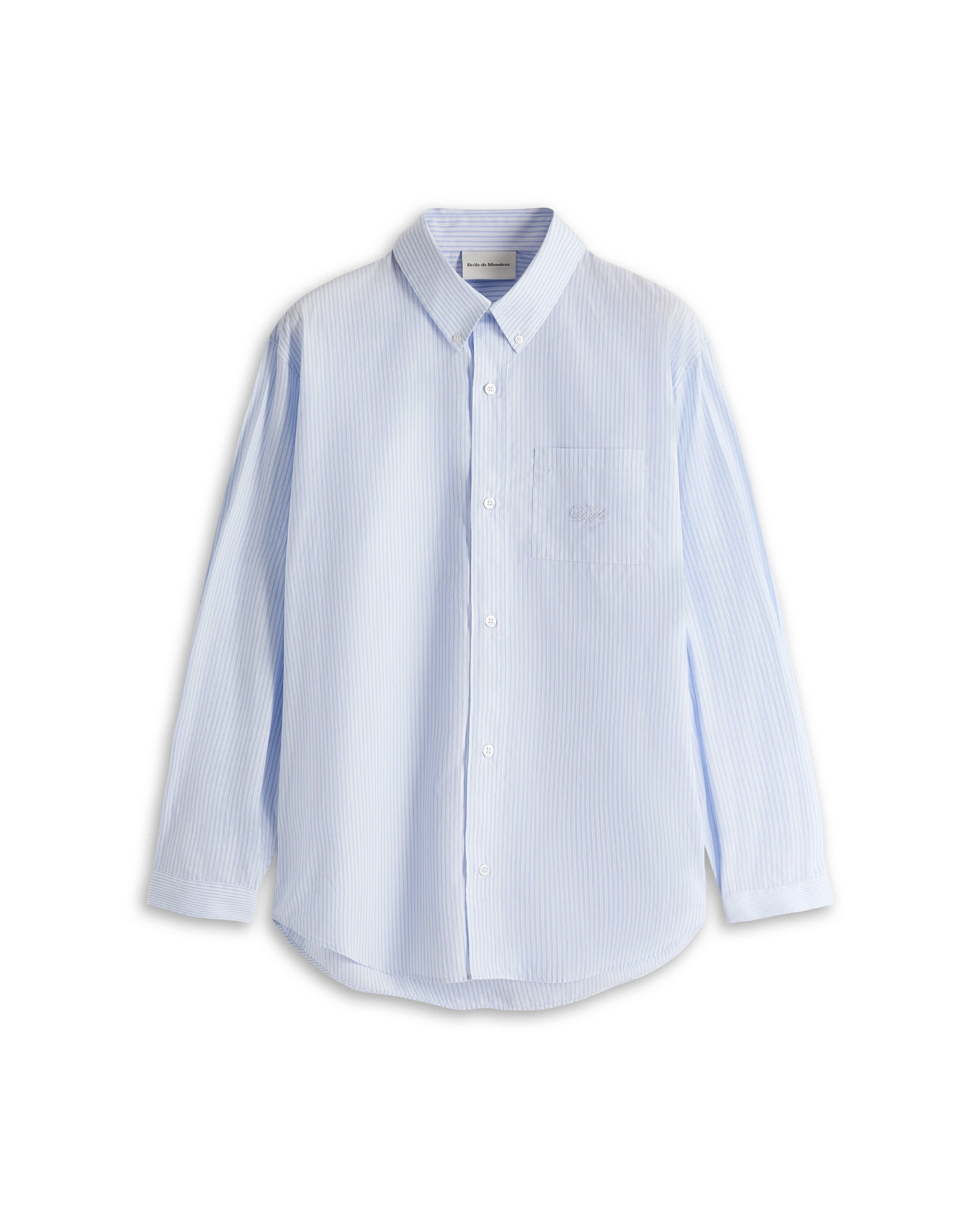 Drôle De Monsieur La Chemise Rayée Hemd Hellblau Baumwolle Streifen