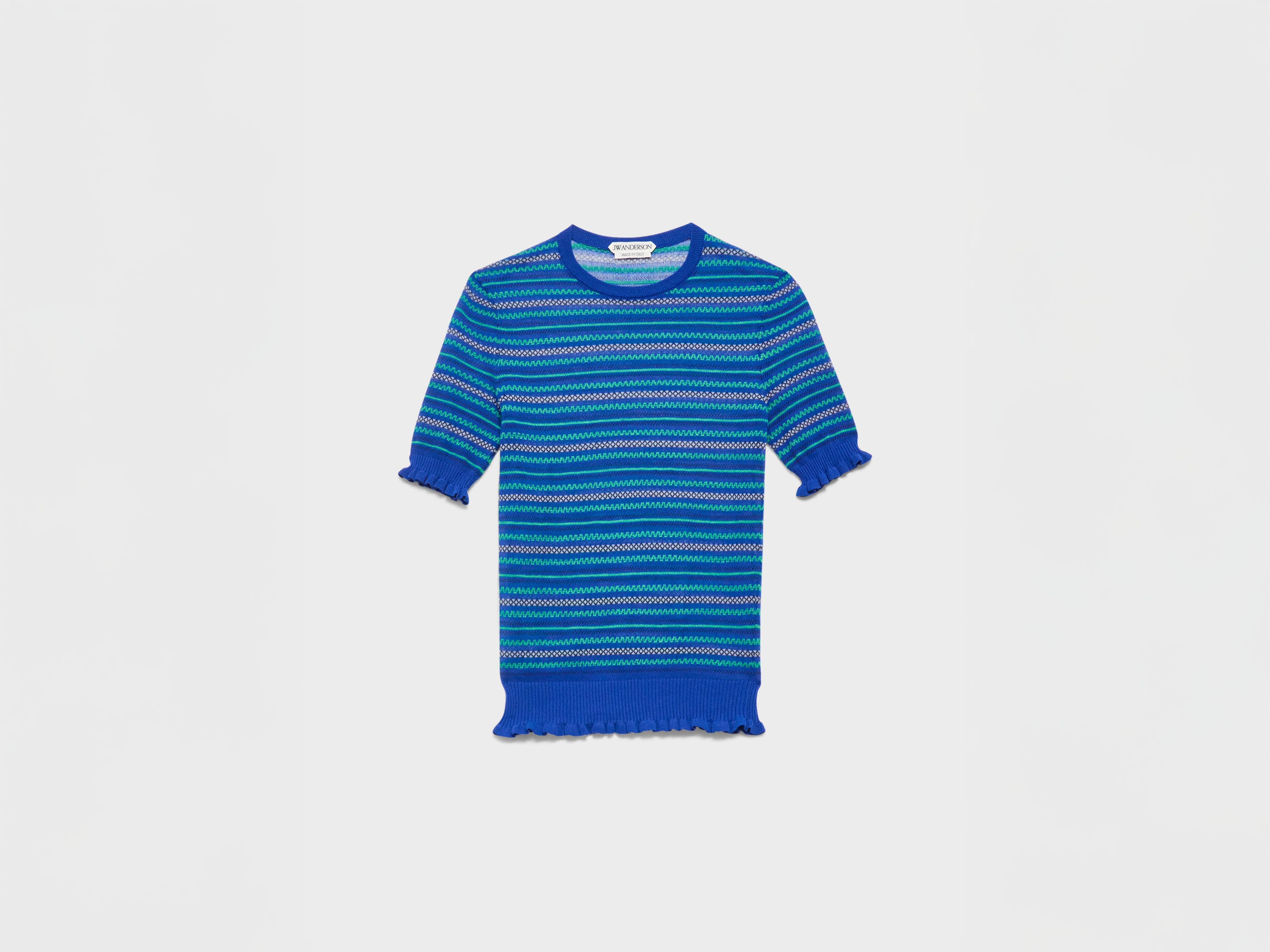 J.W.Anderson Sheer Fairisle Top Cobalt Damen Rüschen