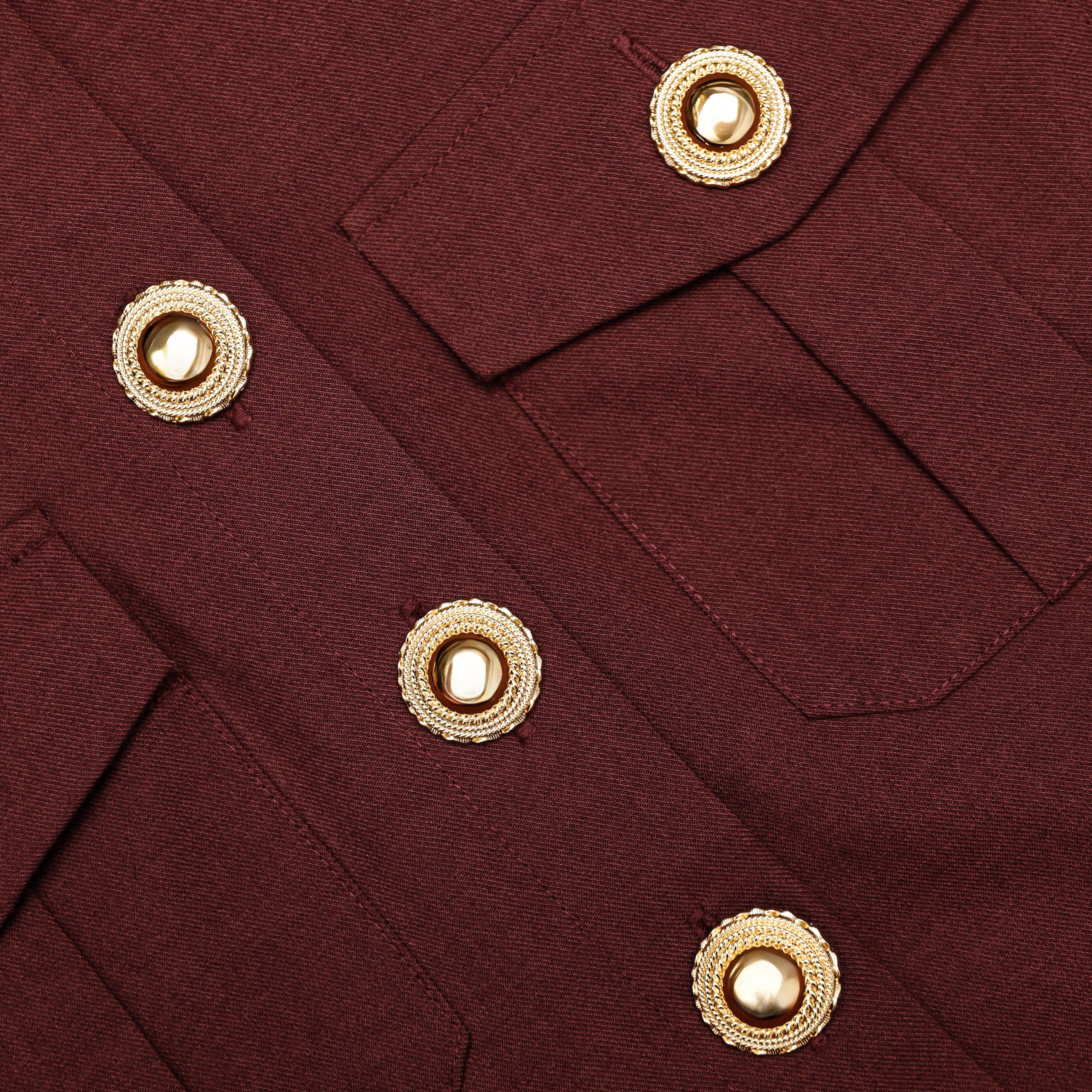 Self Portrait Brown Twill Maxi Kleid Braun Goldknöpfe