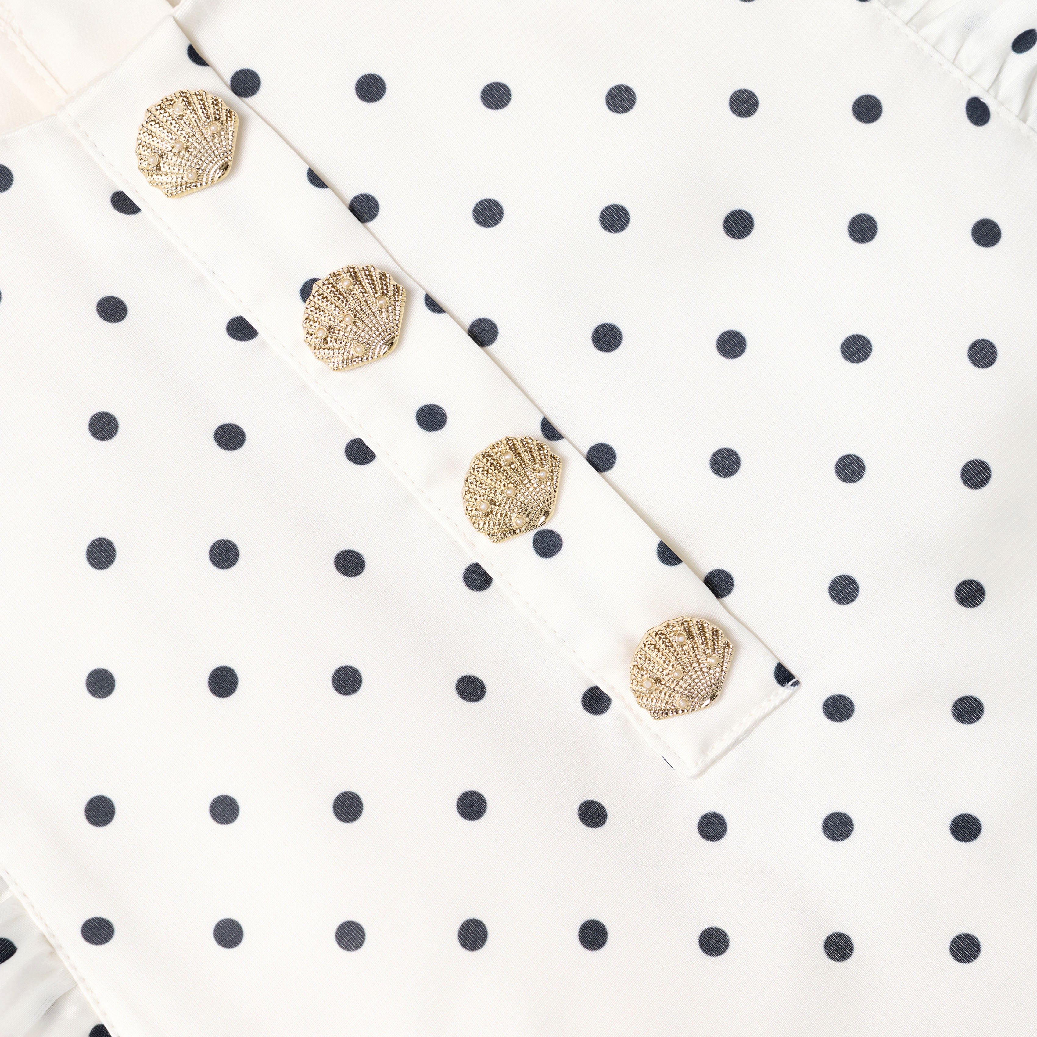 Self Portrait Cream Polka Dot Frill Dress Kinderkleid Creme