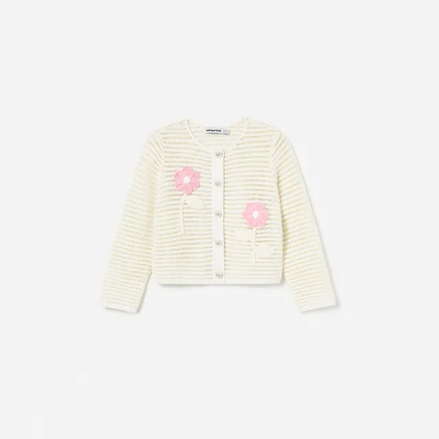 Self Portrait Cream Flower Strickjacke Creme Blumen Kids