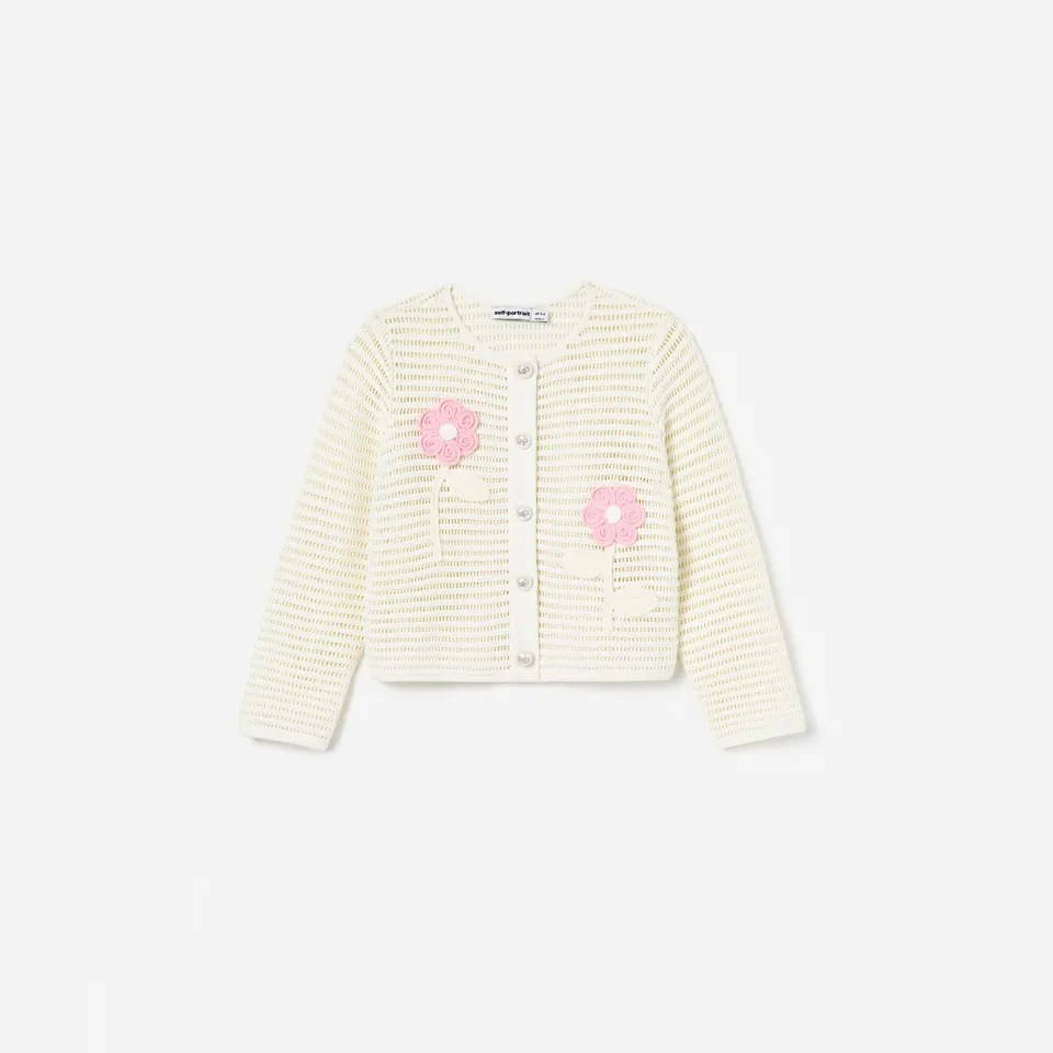 Self Portrait Cream Flower Strickjacke Creme Blumen Kids