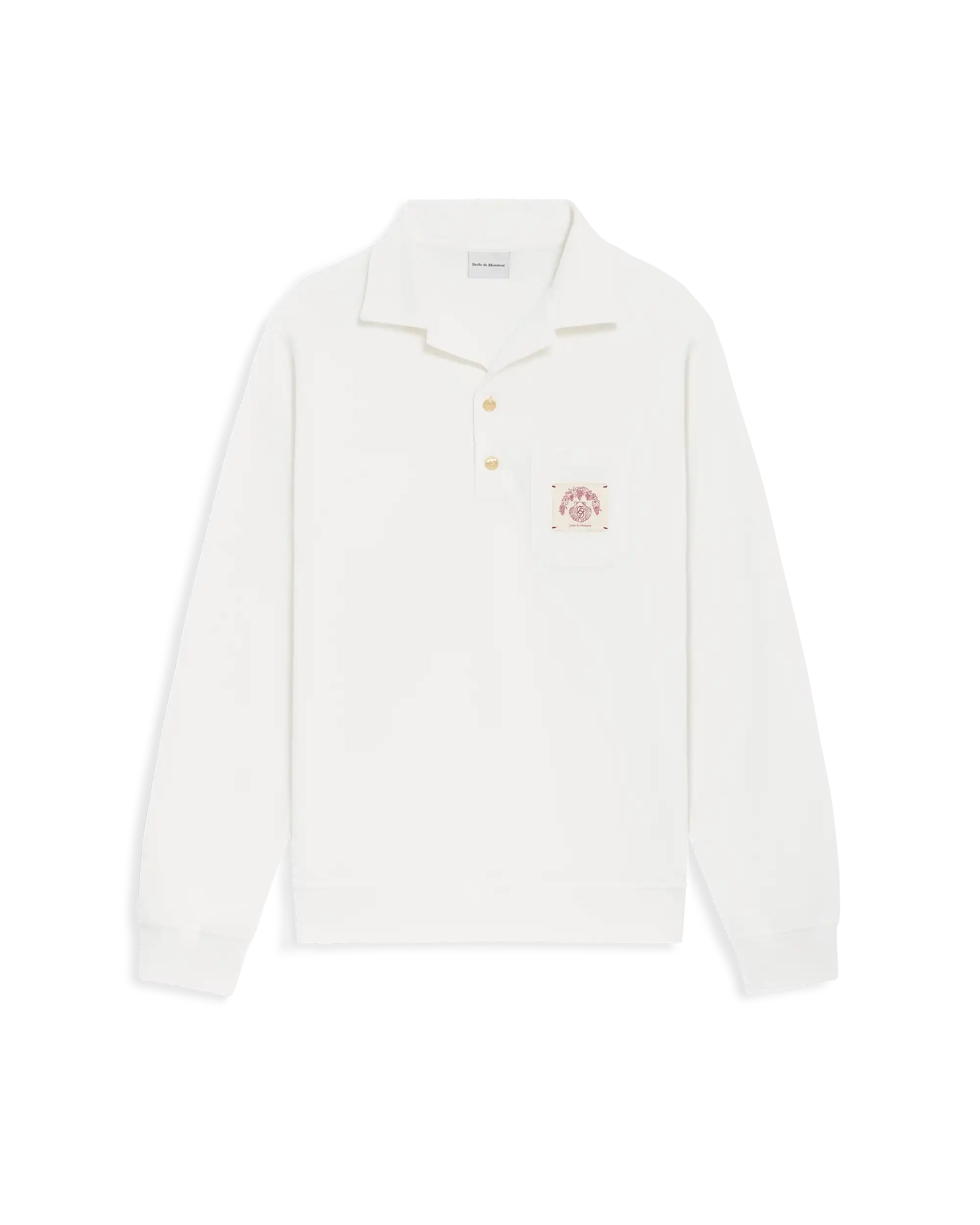 Drôle De Monsieur Polo D Miroir Shell Poloshirt Off-White Langarm Baumwolle