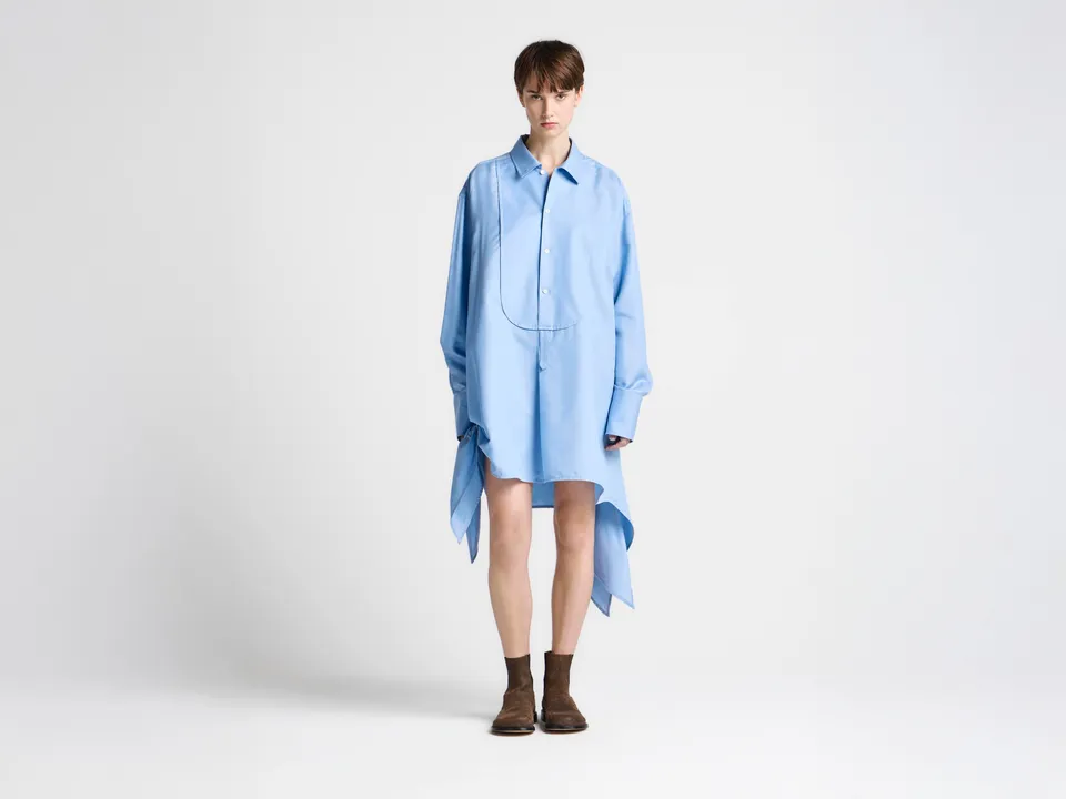 J.W.Anderson Side Knot Hemdkleid Kornblumenblau Seide