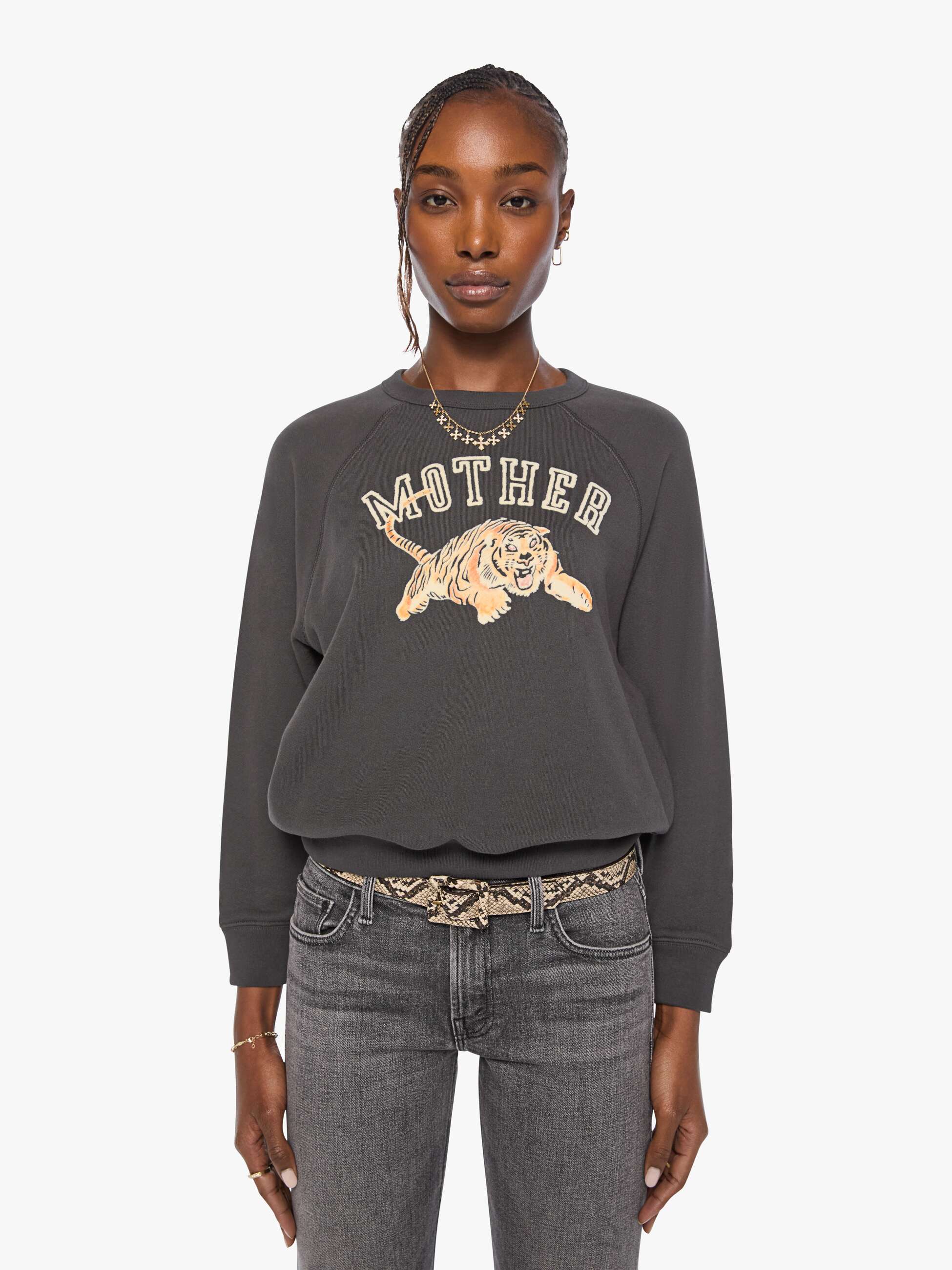 Mother Tees The Concert Sweatshirt MOTHER Tiger Schwarz