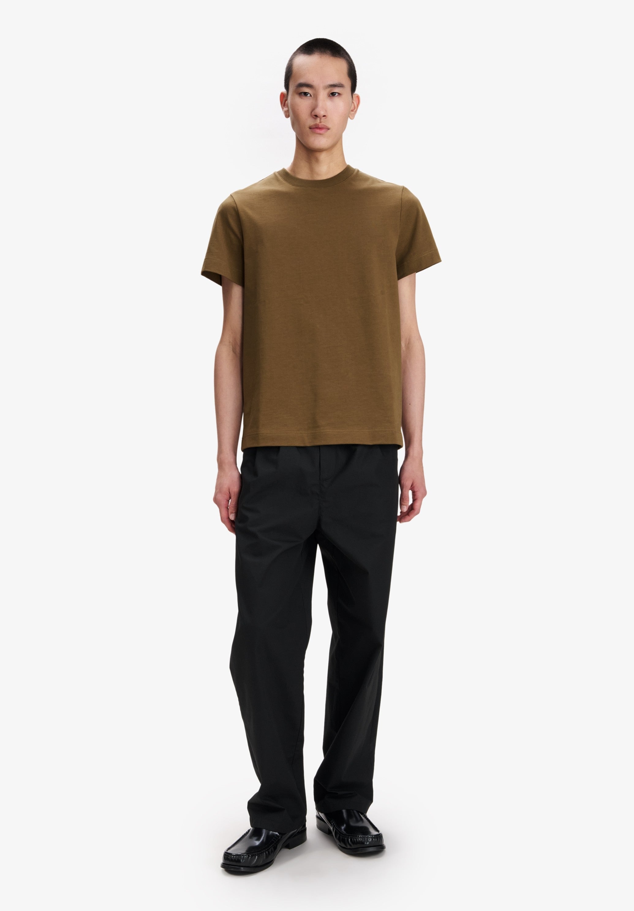 A.P.C. T-Shirt Bio-Baumwolle Khaki Rundhals