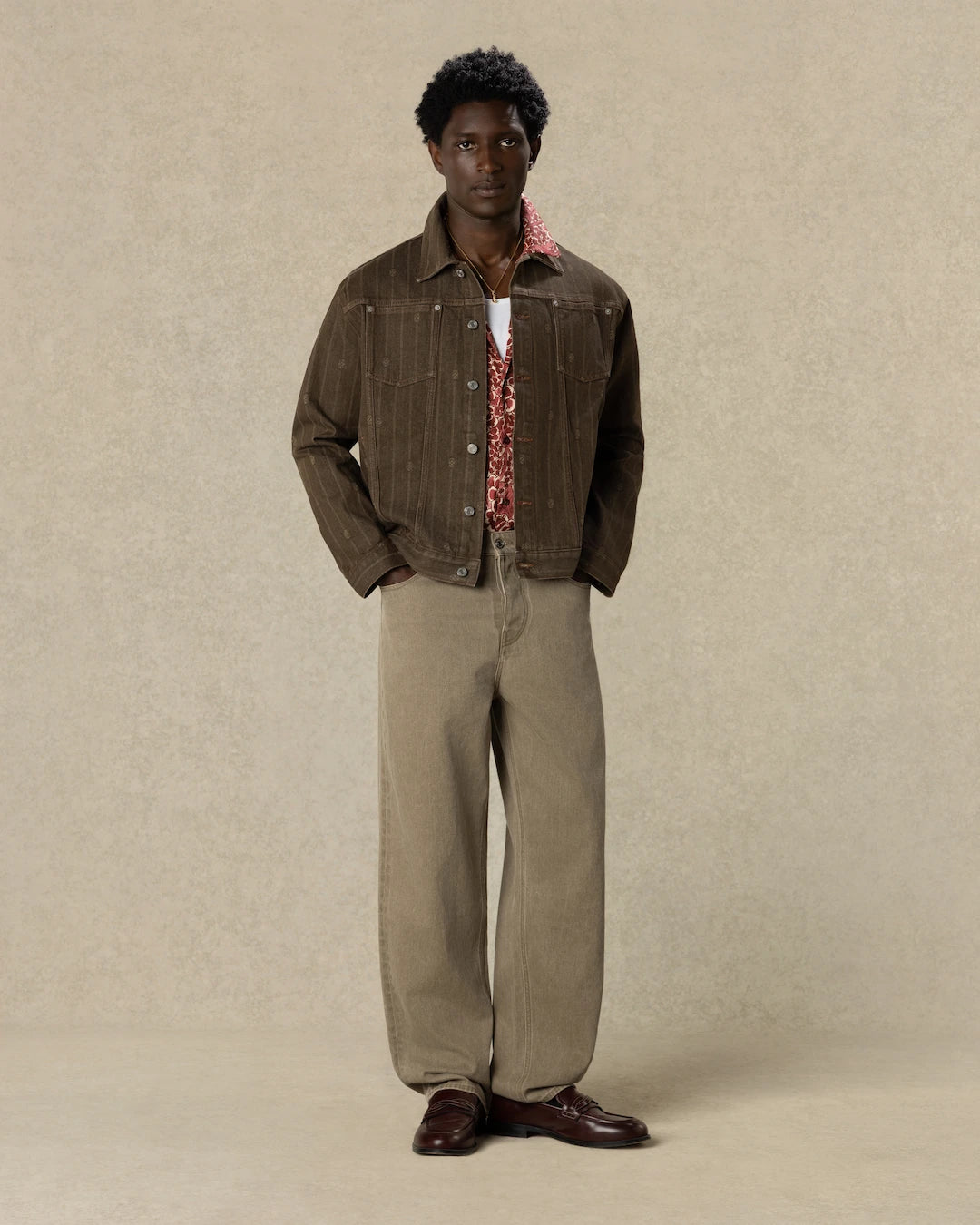 Drôle De Monsieur Monogram Denimjacke Baumwolle Braun