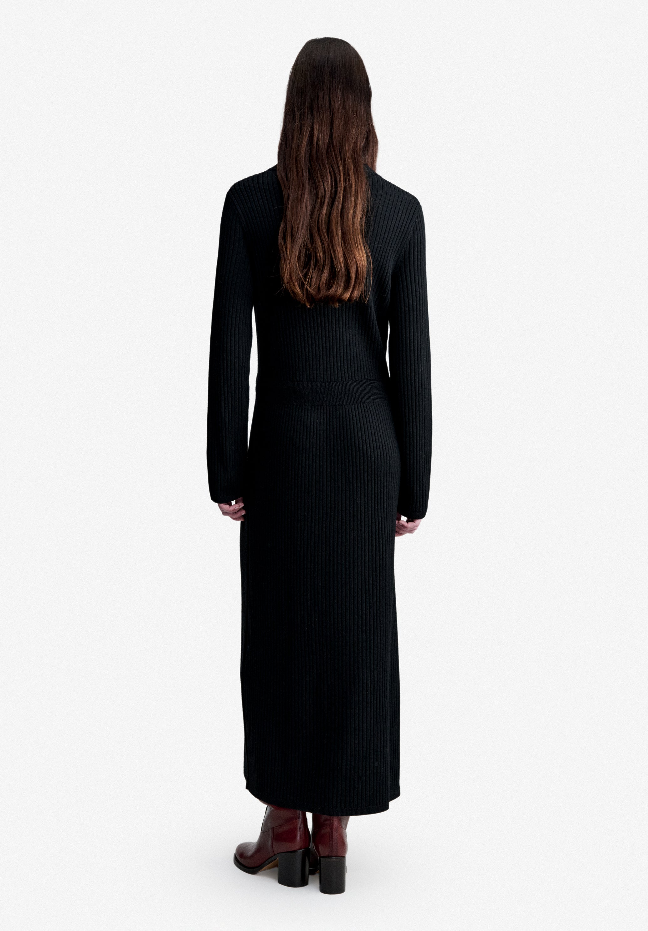 A.P.C. Wollkleid lang schwarz Wollmischung