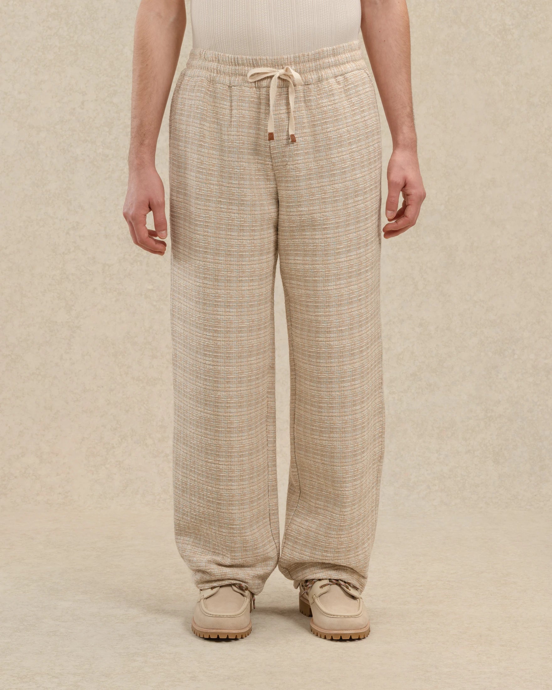 Drôle De Monsieur Elastiqué Tweed Hose Dunkelbeige Baumwolle