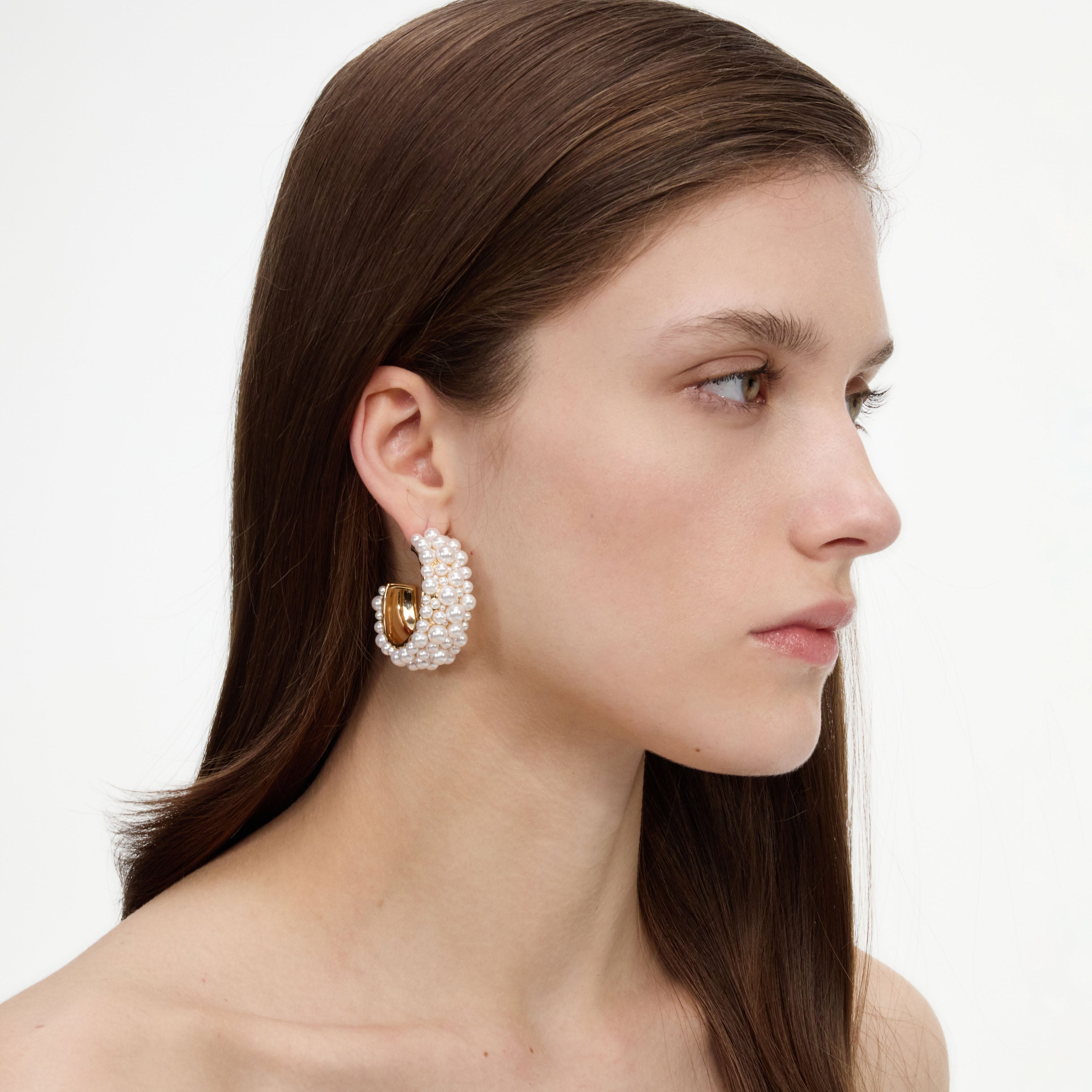 Self Portrait Pearl Cluster Hoop Creolen One Size