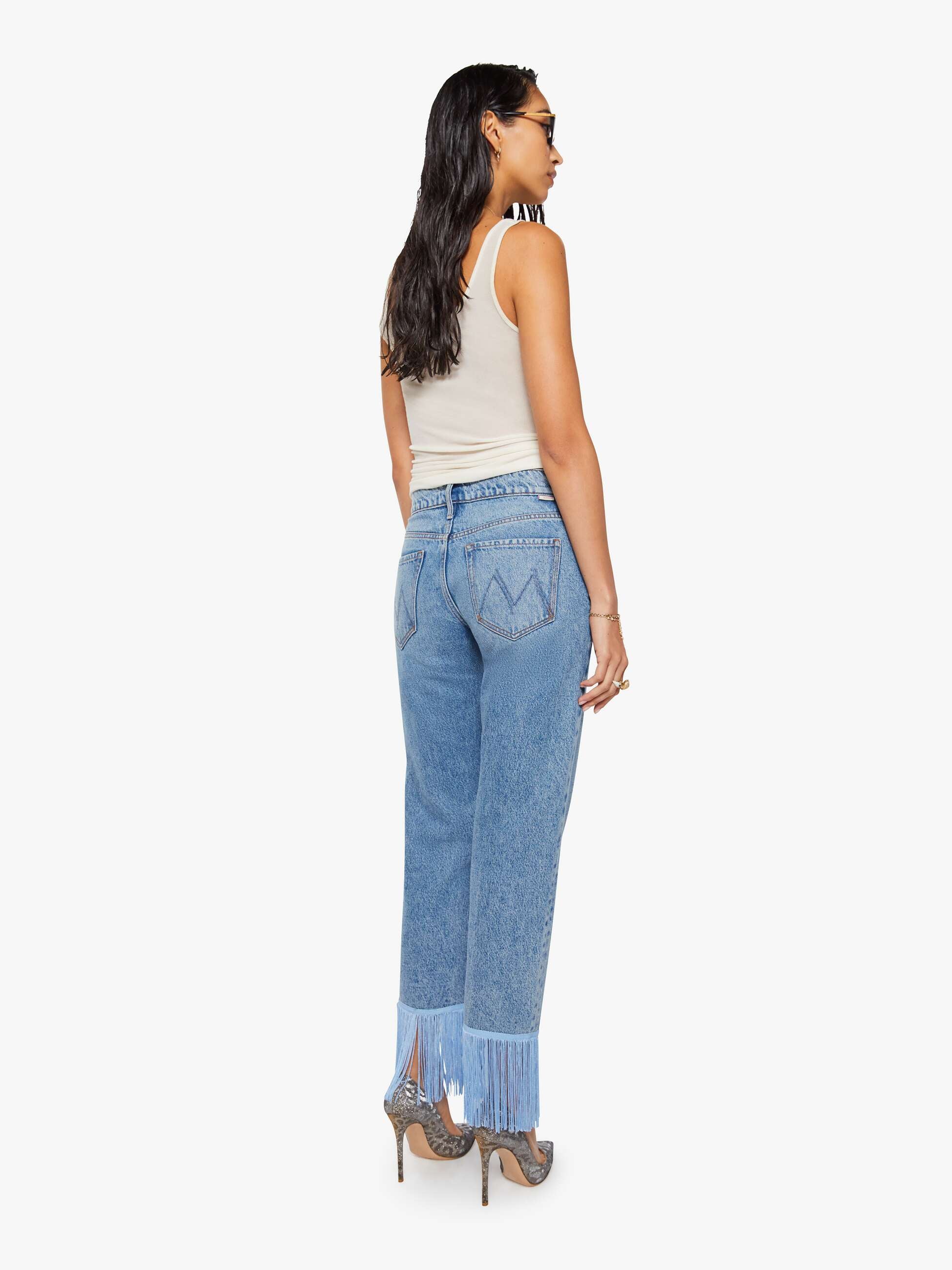 Mother Snacks Relish Fringe Ankle Jeans Jerky Mittelblau