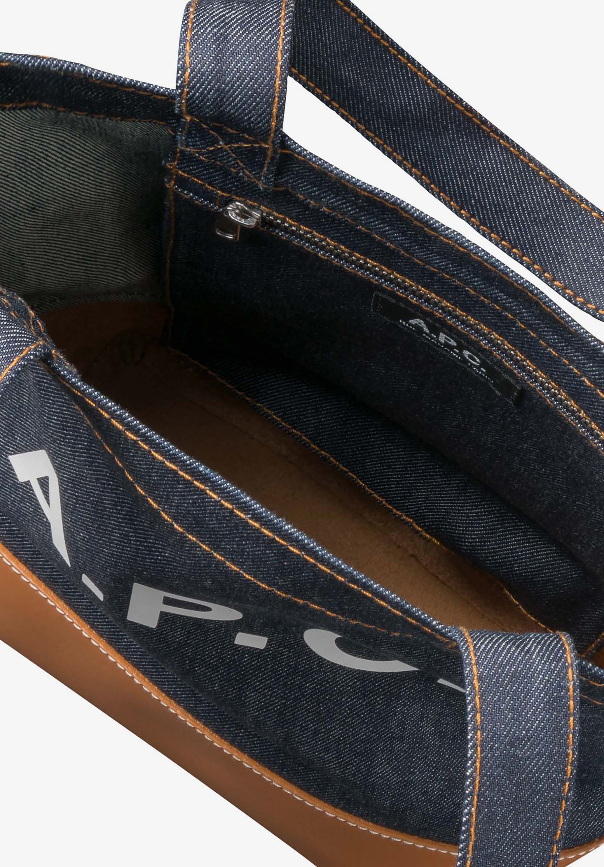A.P.C. Axelle Klein Stoffbeutel Tote Denim blau TU Leder