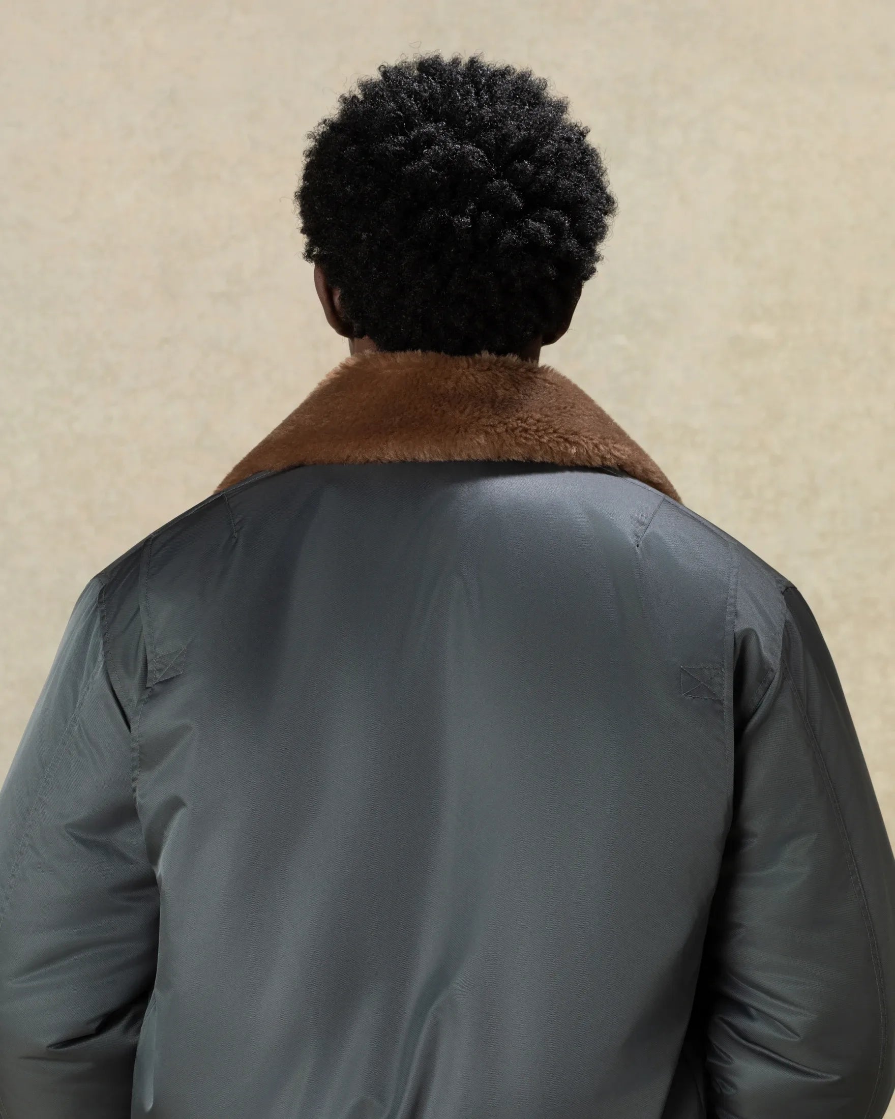 Drôle De Monsieur Bomber Jacket Collar Fur Jacke Dunkelgrau