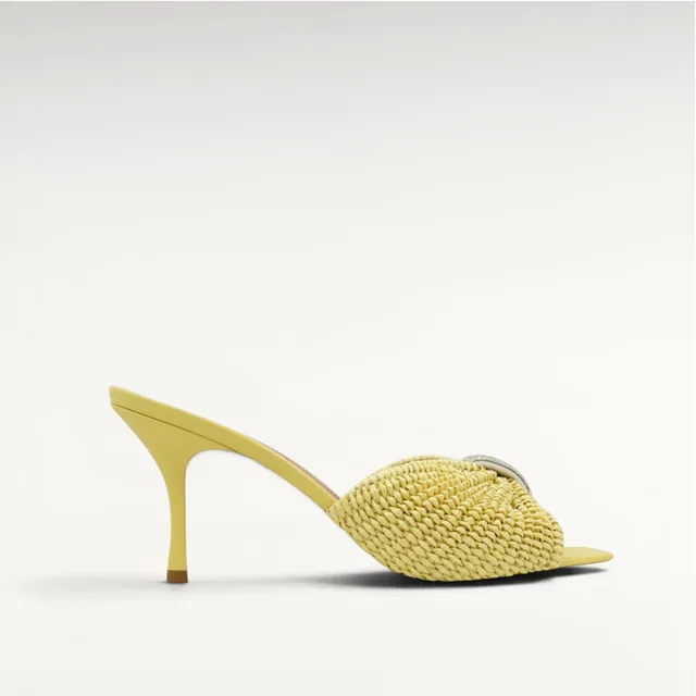 Gedebe Nora Mule Pantoletten Raffia und Echtleder
