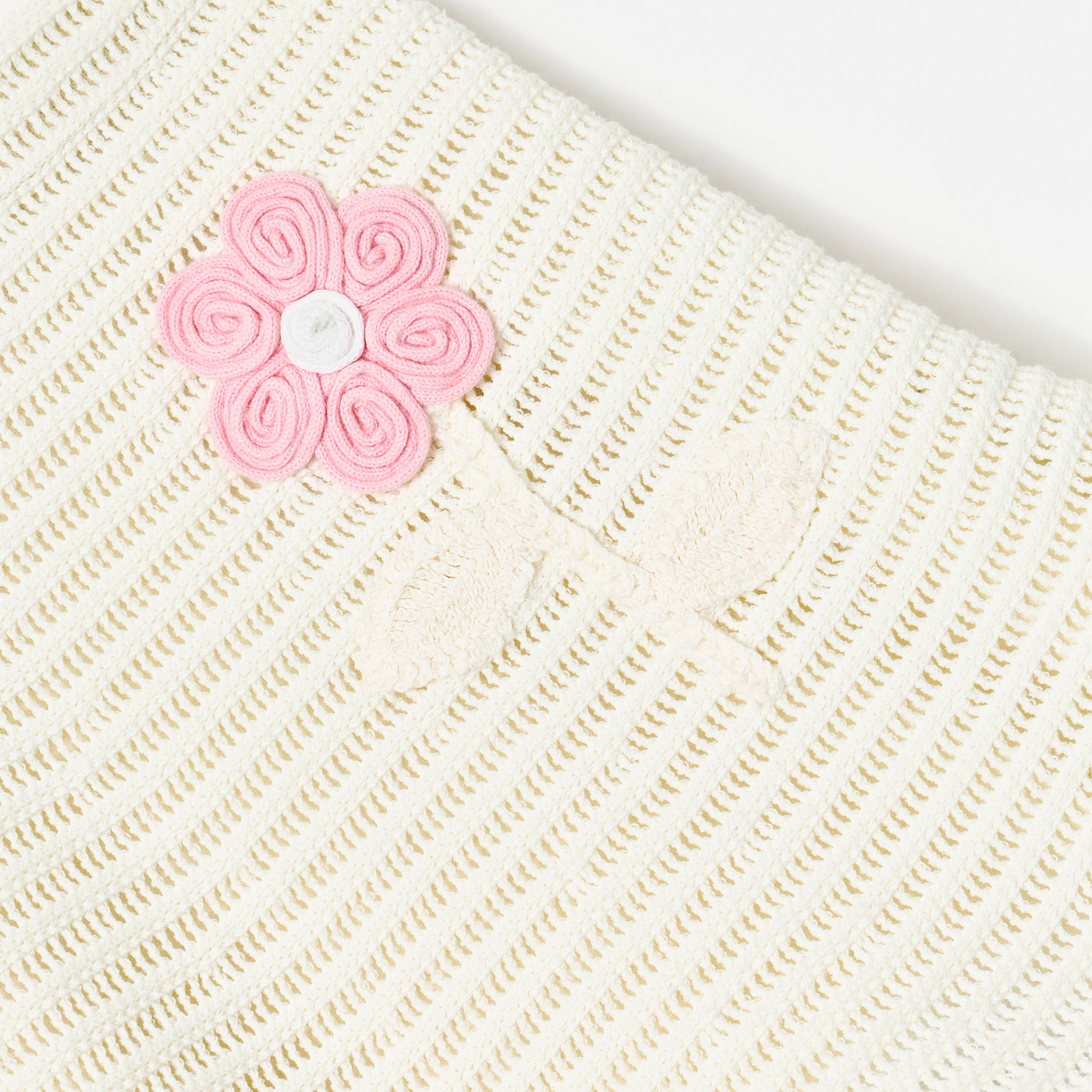 Self Portrait Bottoms Cream Flower Strickrock 3/4 Creme