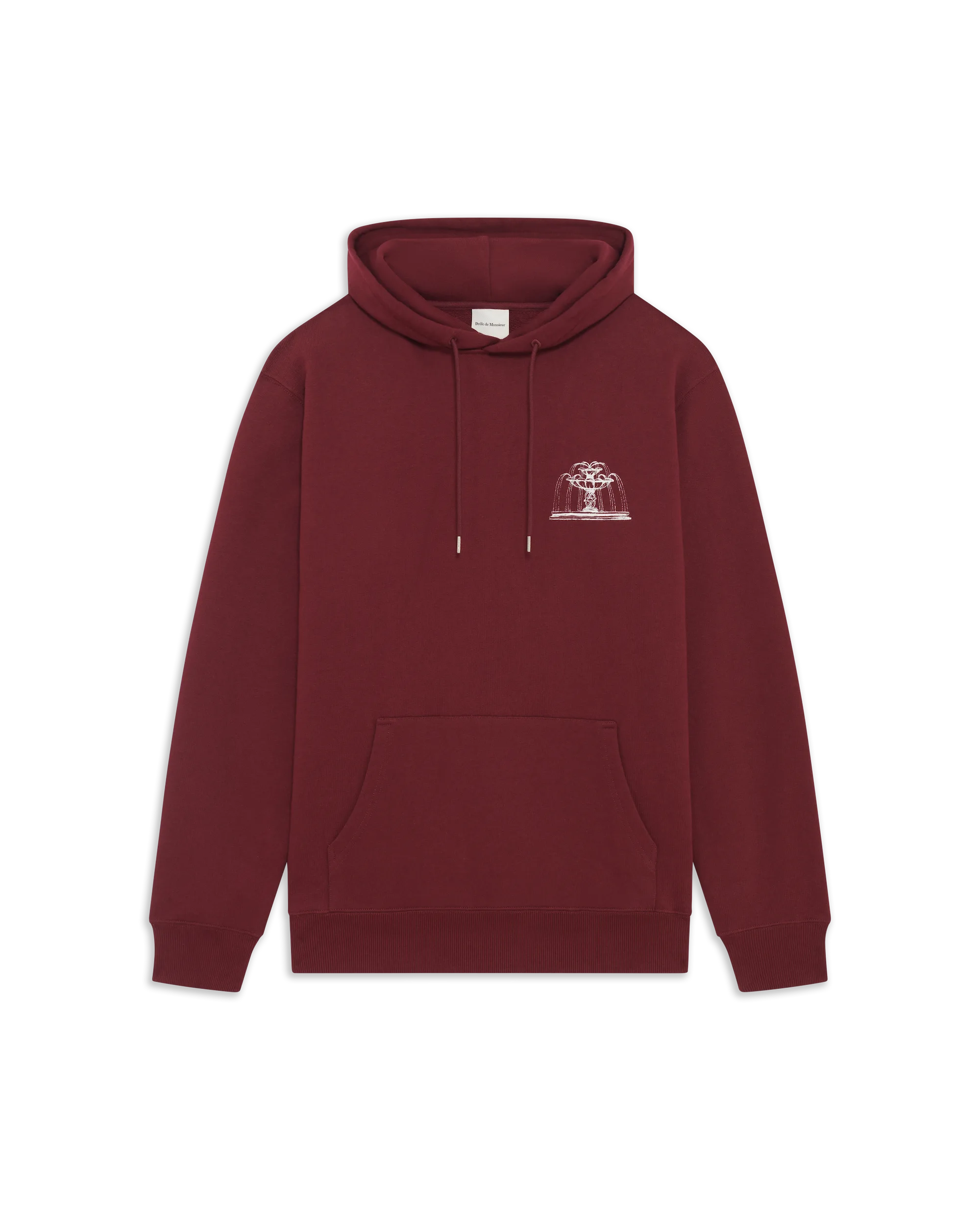 Drôle De Monsieur Fountain Print Hoodie Kapuzenpullover Burgundy Baumwolle