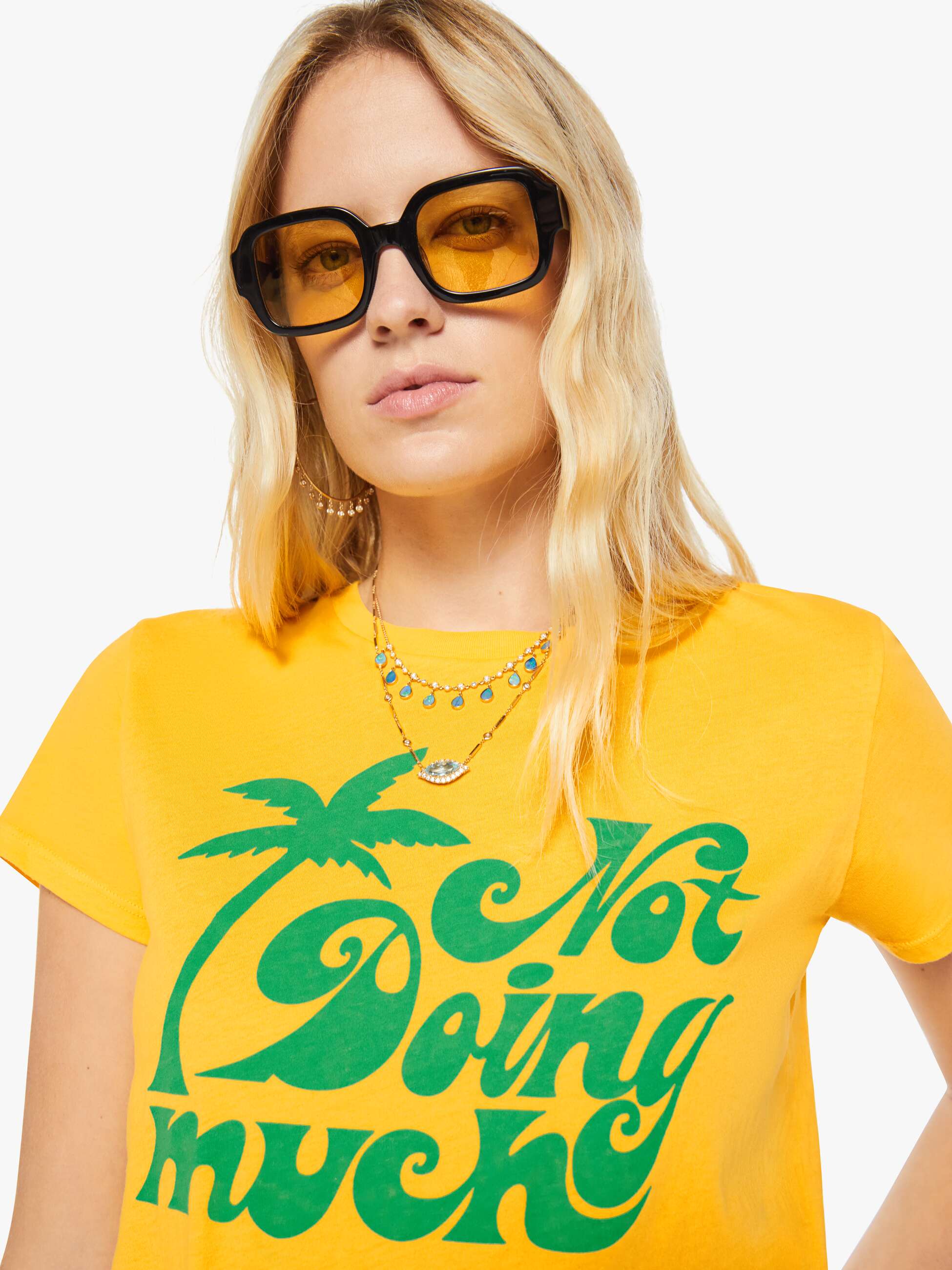 Mother The Lil Goodie Goodie T-Shirt Gelb Print Supima