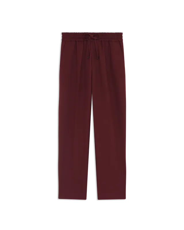 Drôle De Monsieur Twill Elastic Waist Pants Hose Burgundy Polyester