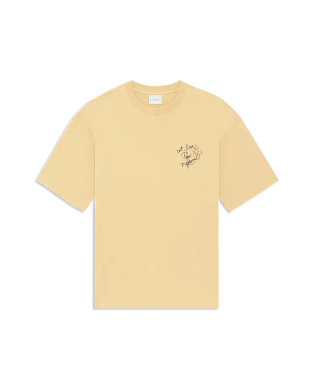 Drôle De Monsieur Esquisse Slogan T-Shirt Ocker Baumwolle