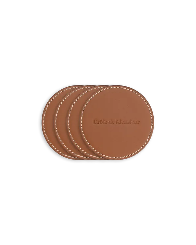 Drôle De Monsieur Les Sous Verres Untersetzer Braun Leder 4er