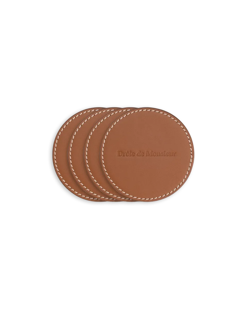Drôle De Monsieur Les Sous Verres Untersetzer Braun Leder 4er