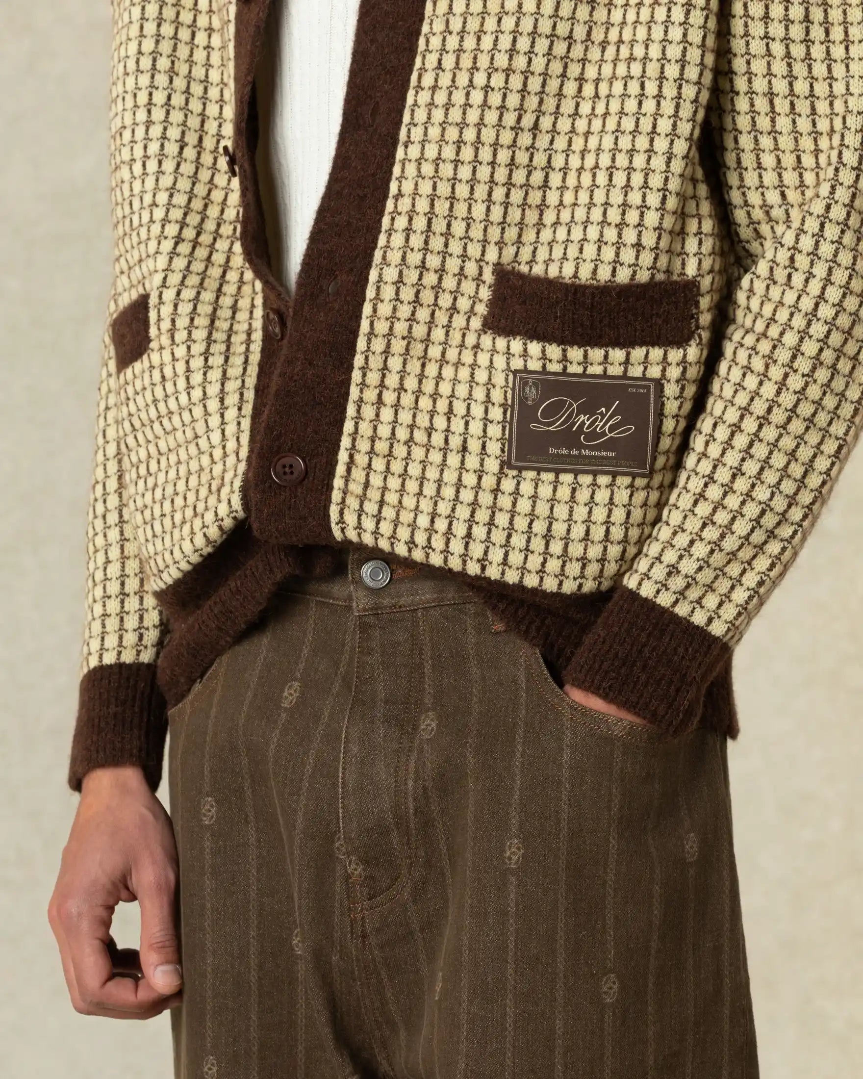 Drôle De Monsieur Cardigans M-CA191 Strickjacke Gelb Wolle