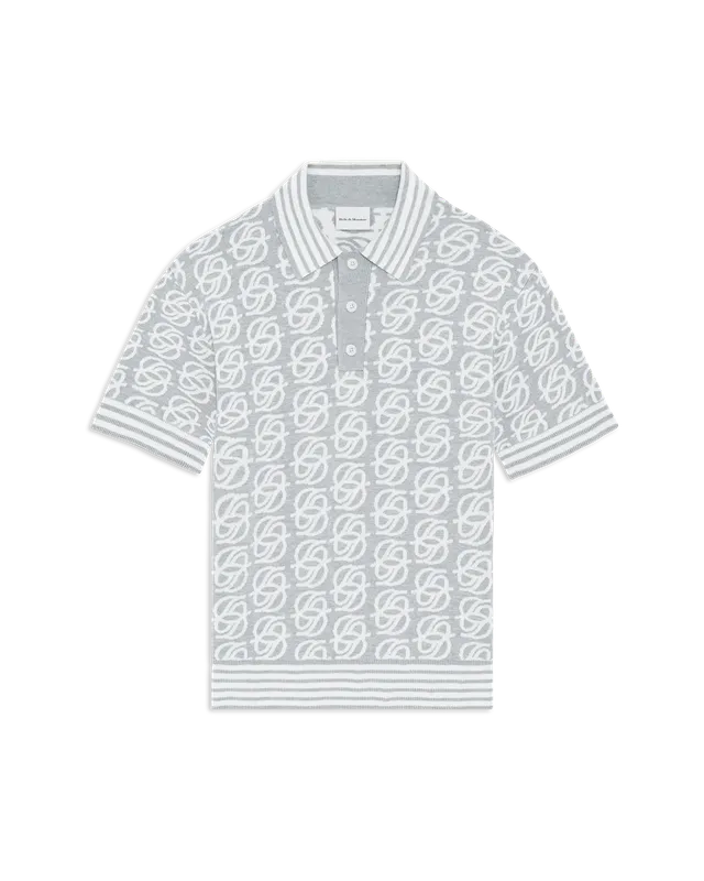 Drôle De Monsieur D Mirror Monogram Strickpolo Grau