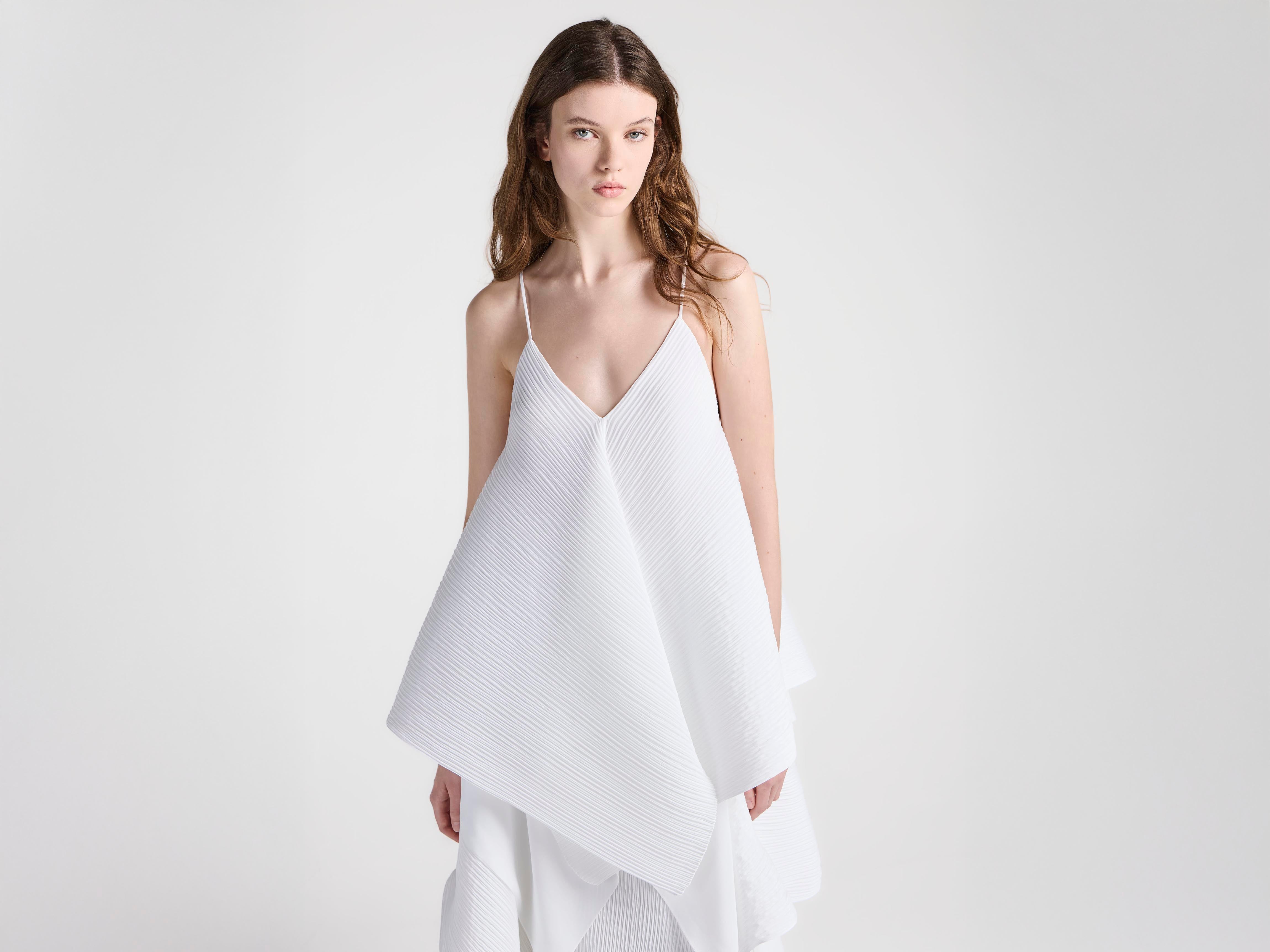 J.W.Anderson Asymmetric Pleated Top Top Damen weiß Plissee