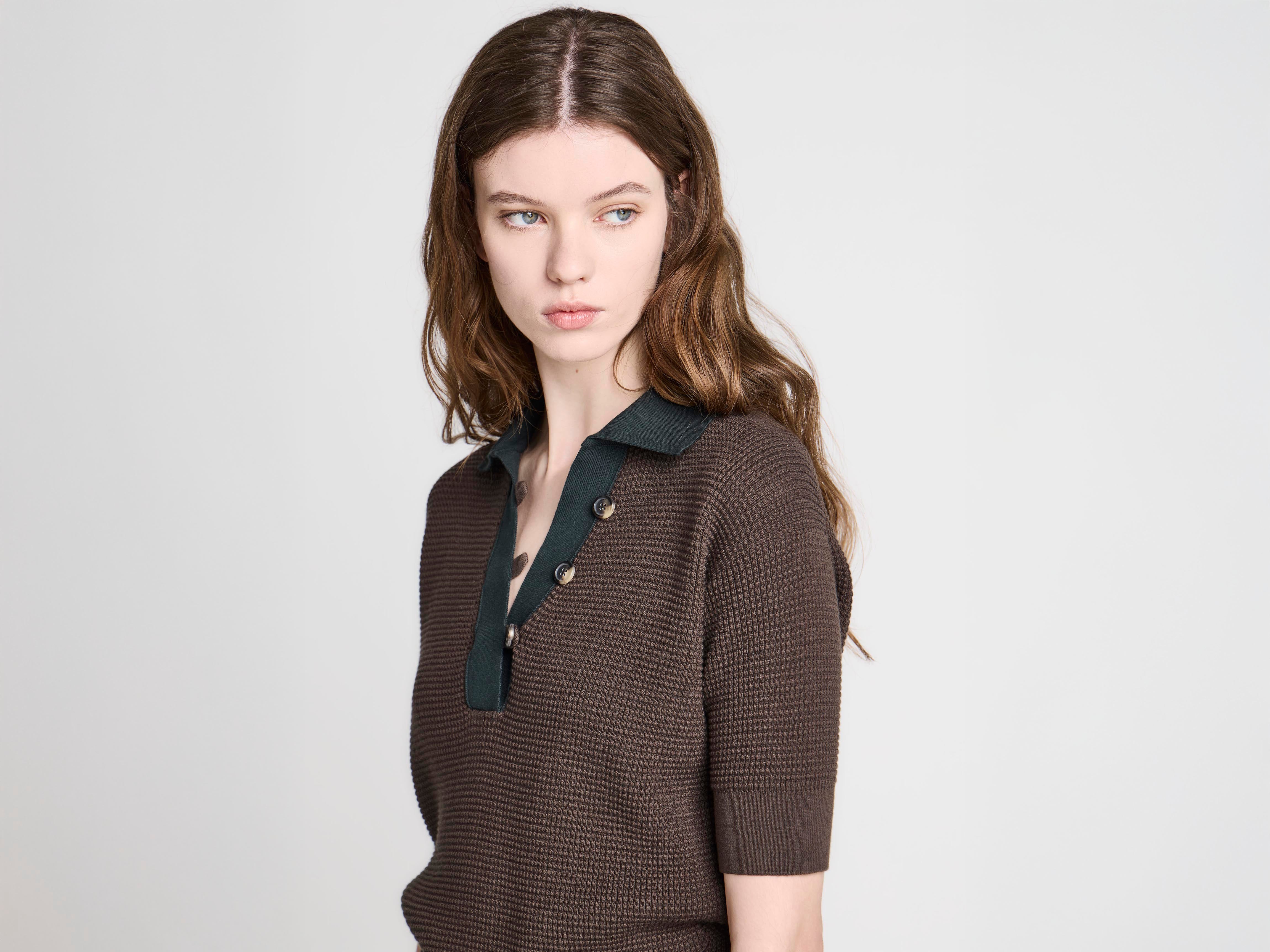 J.W.Anderson Knitted Polo Top Military Green Damen Strick