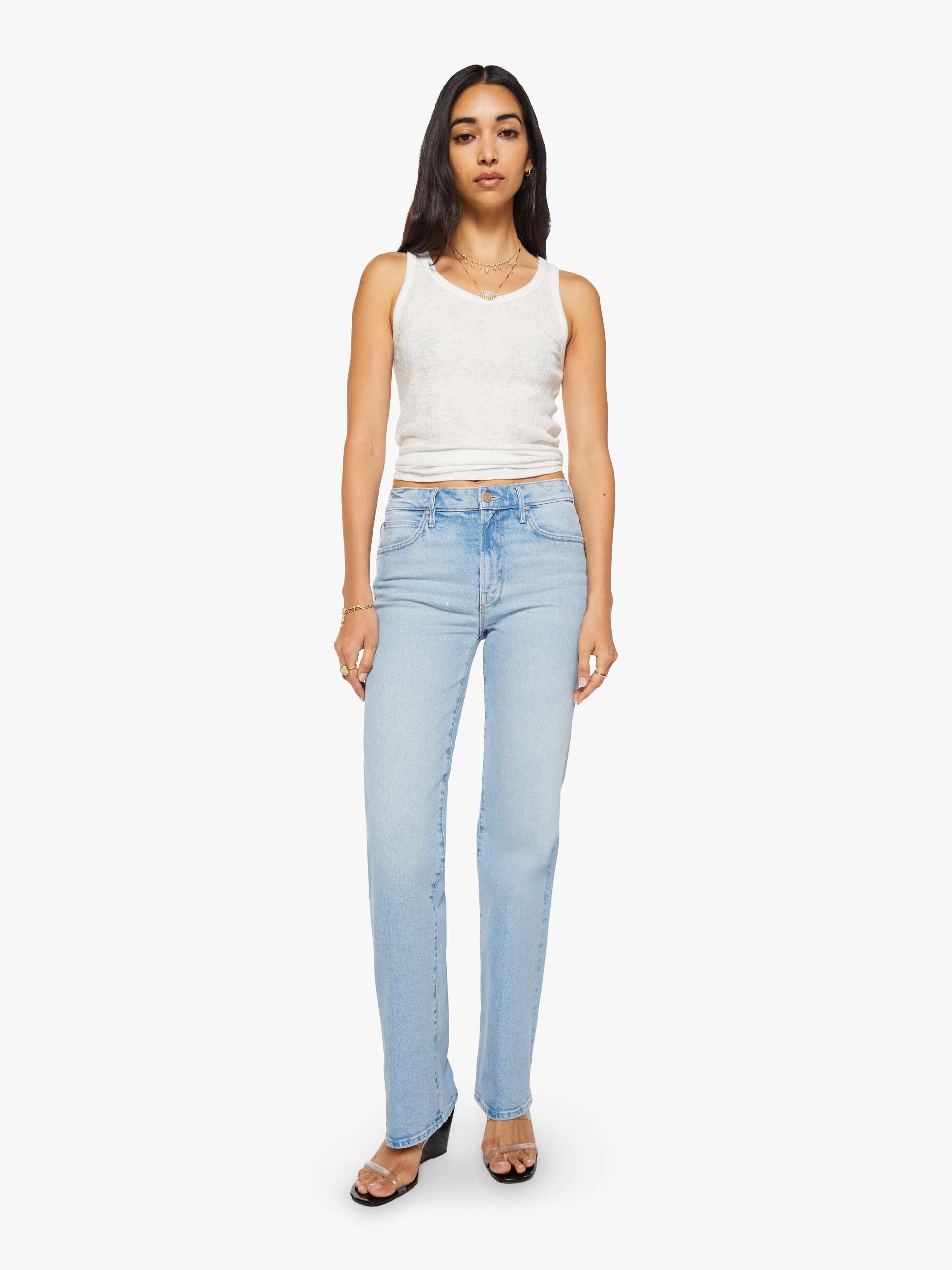 Mother The Kick It Jeans Fringe Benefits Hellblau Straight
