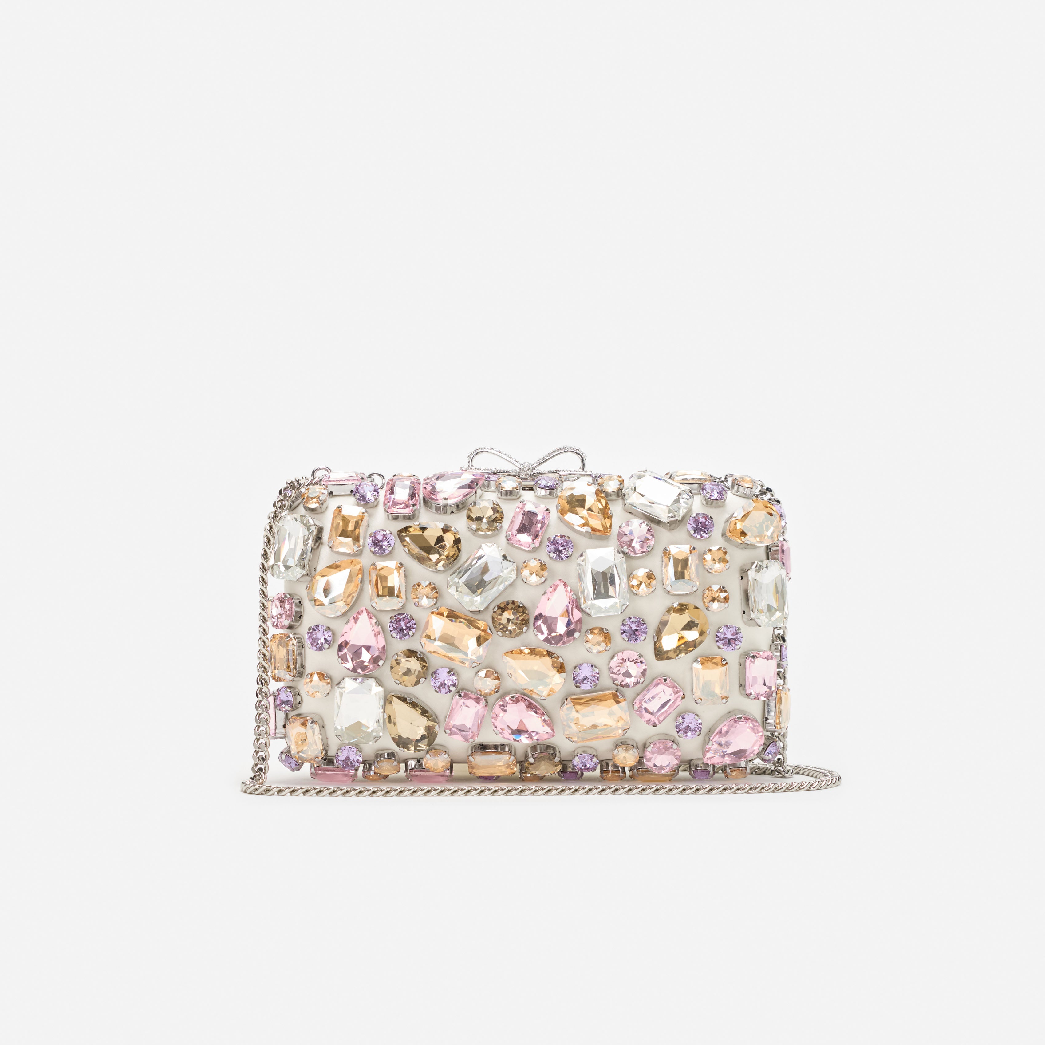 Self Portrait Multi Crystal Clutch Tasche Strass Satin