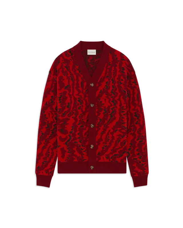 Drôle De Monsieur Moiré Cardigan Strickjacke Rot Merino